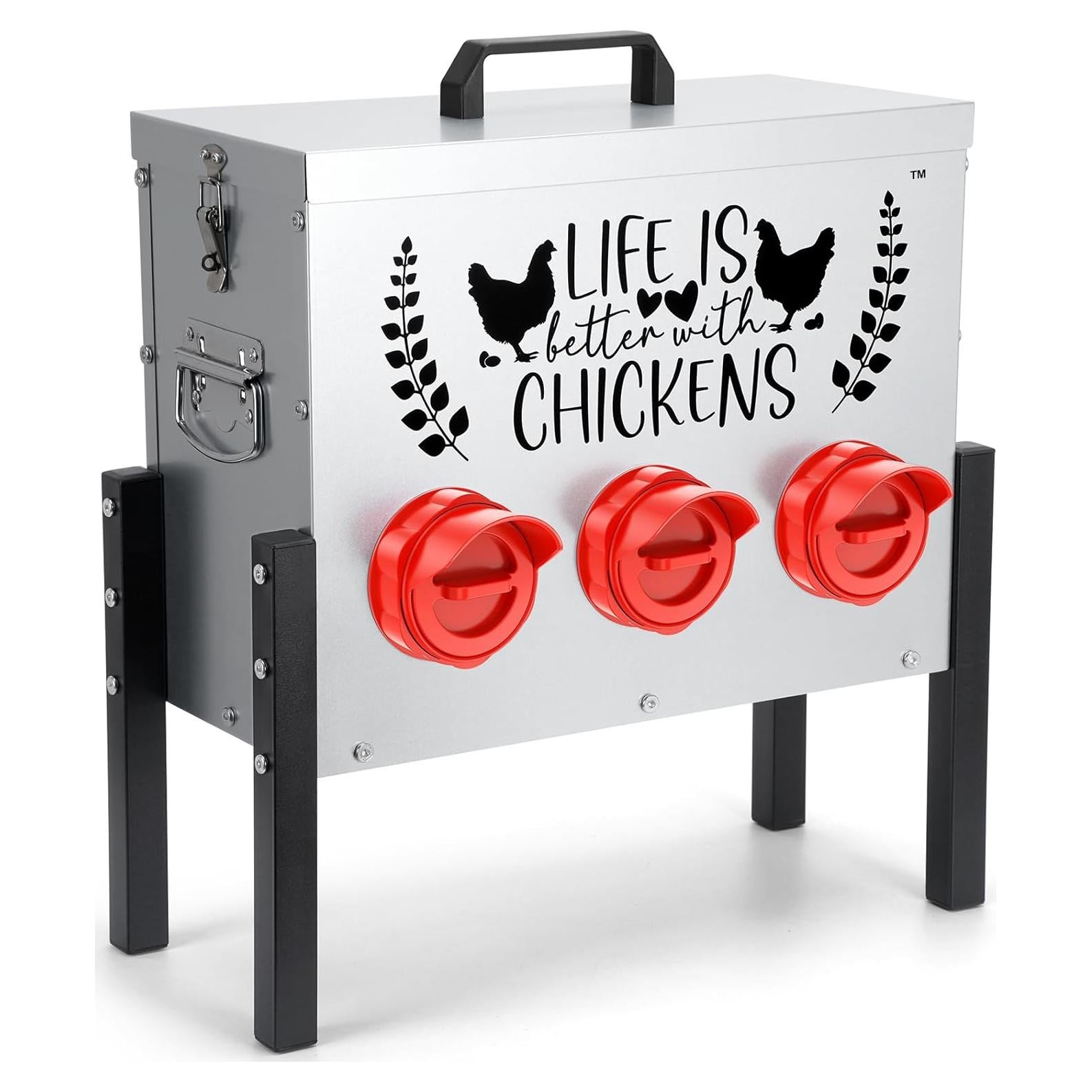 Alimentador de Pollo TGEYD 30 lb Metal Ajustable 6 Puertos