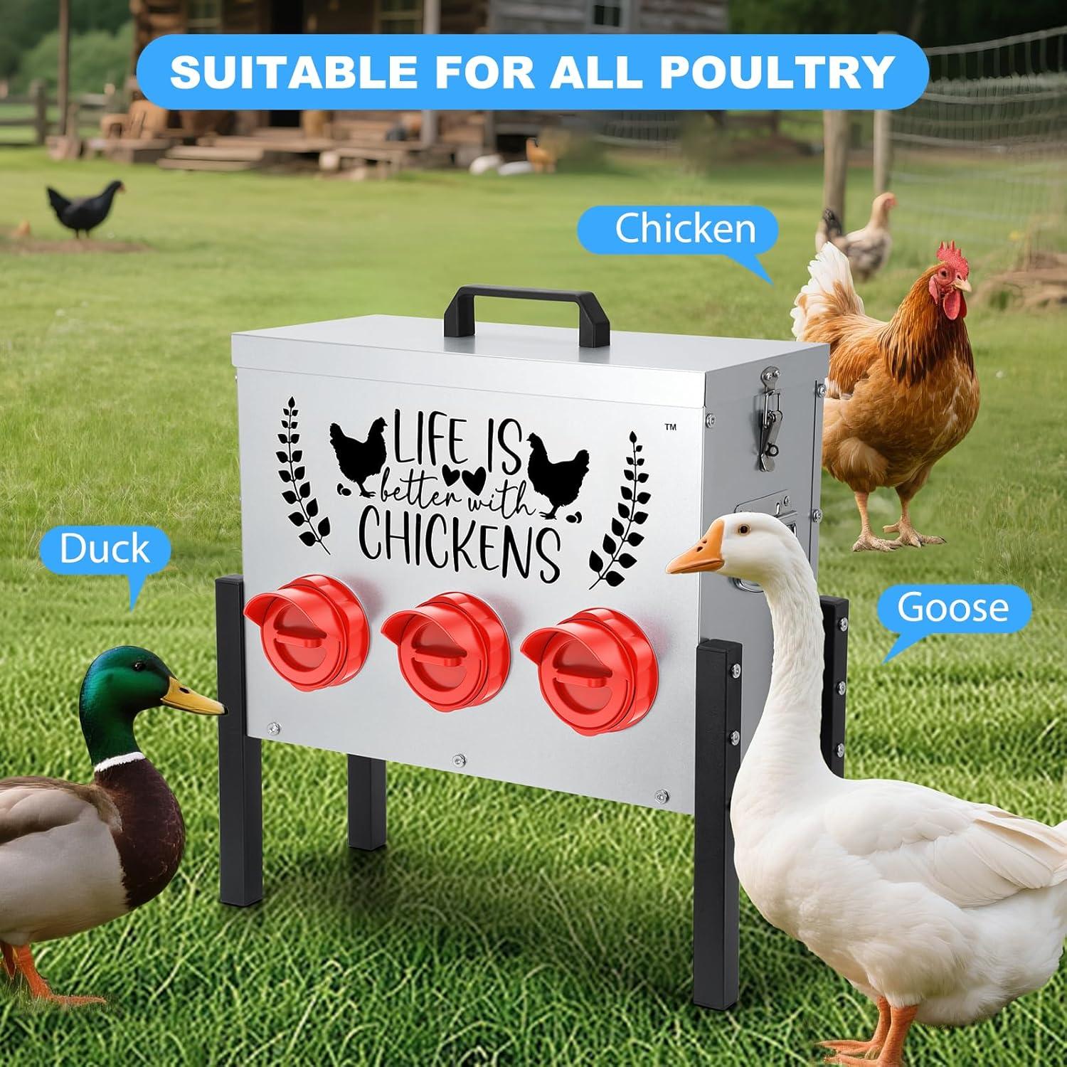 Alimentador de Pollo TGEYD 30 lb Metal Ajustable 6 Puertos