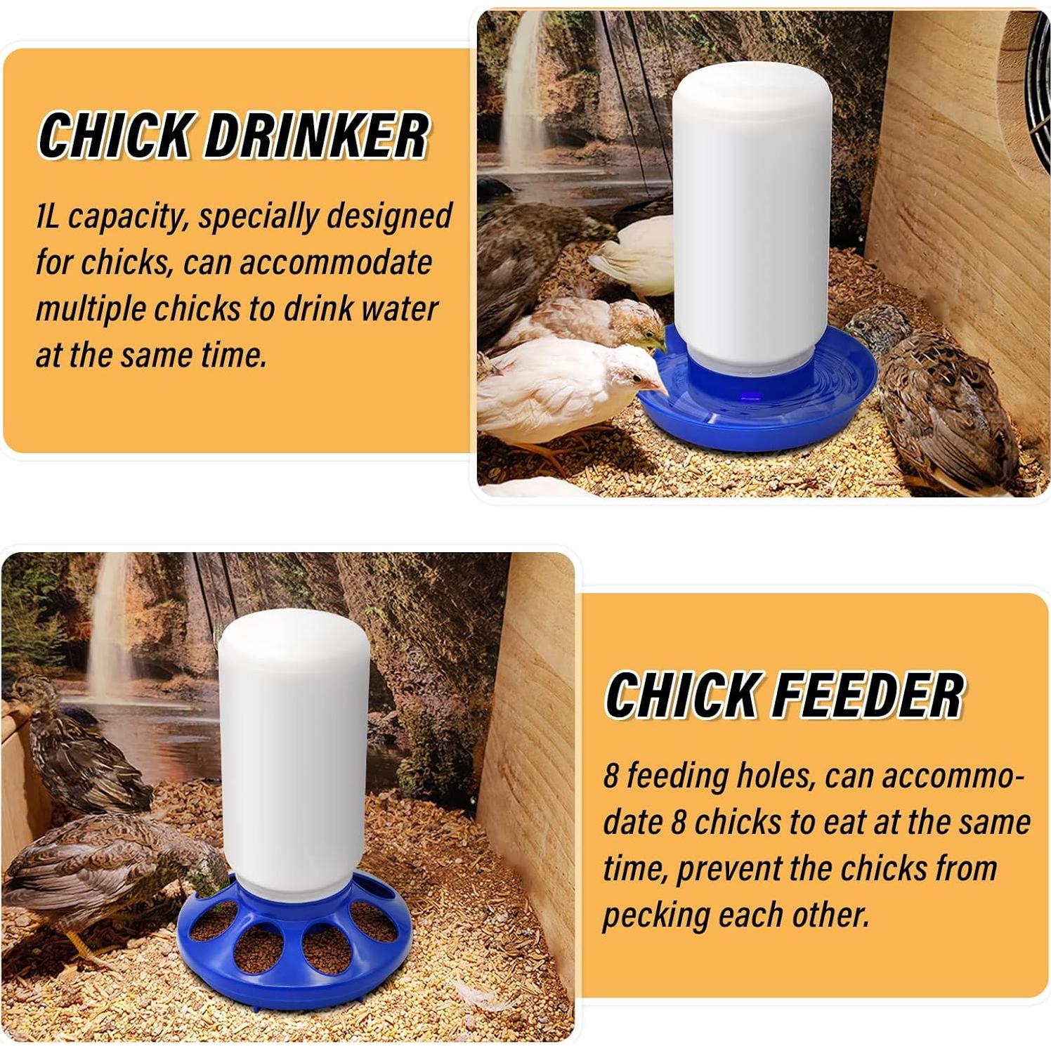 Kit de Alimentador y Bebedero Automático Oujimai para Pollos 1L