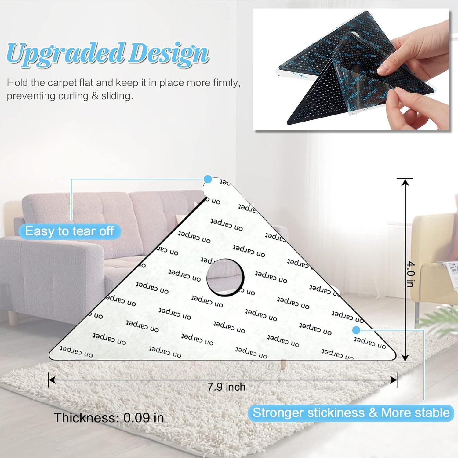 8 Piezas Detenedores de Alfombra ZC GEL Antideslizantes Negros