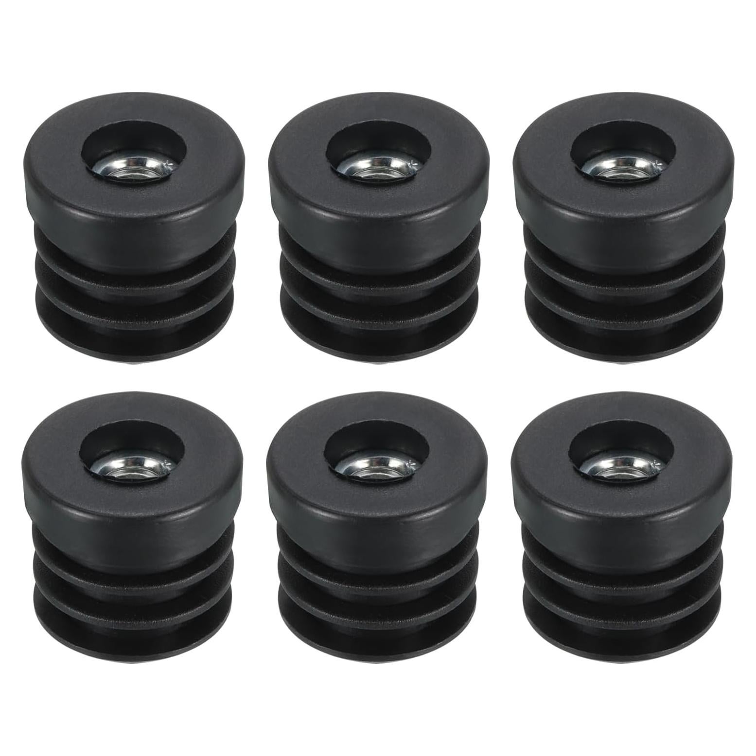 Tapones de Plástico Negro uxcell para Tubo Redondo 25mm M8 - 6 Pcs