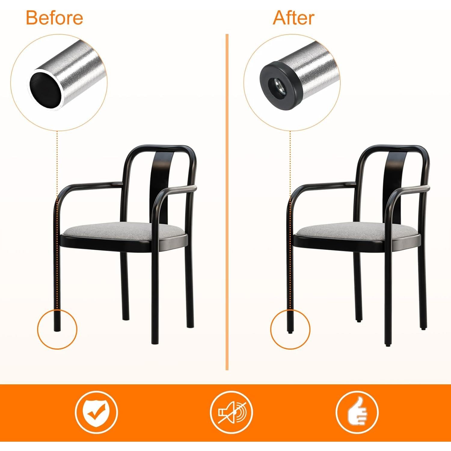 Tapones de Plástico Negro uxcell para Tubo Redondo 25mm M8 - 6 Pcs