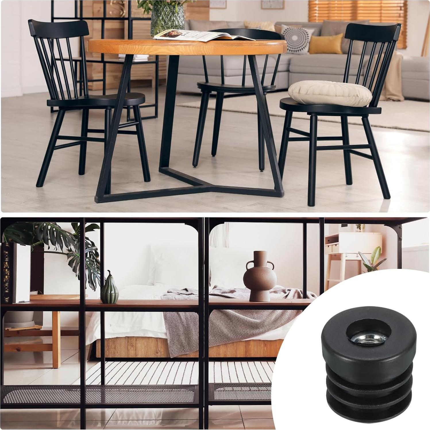 Tapones de Plástico Negro uxcell para Tubo Redondo 25mm M8 - 6 Pcs