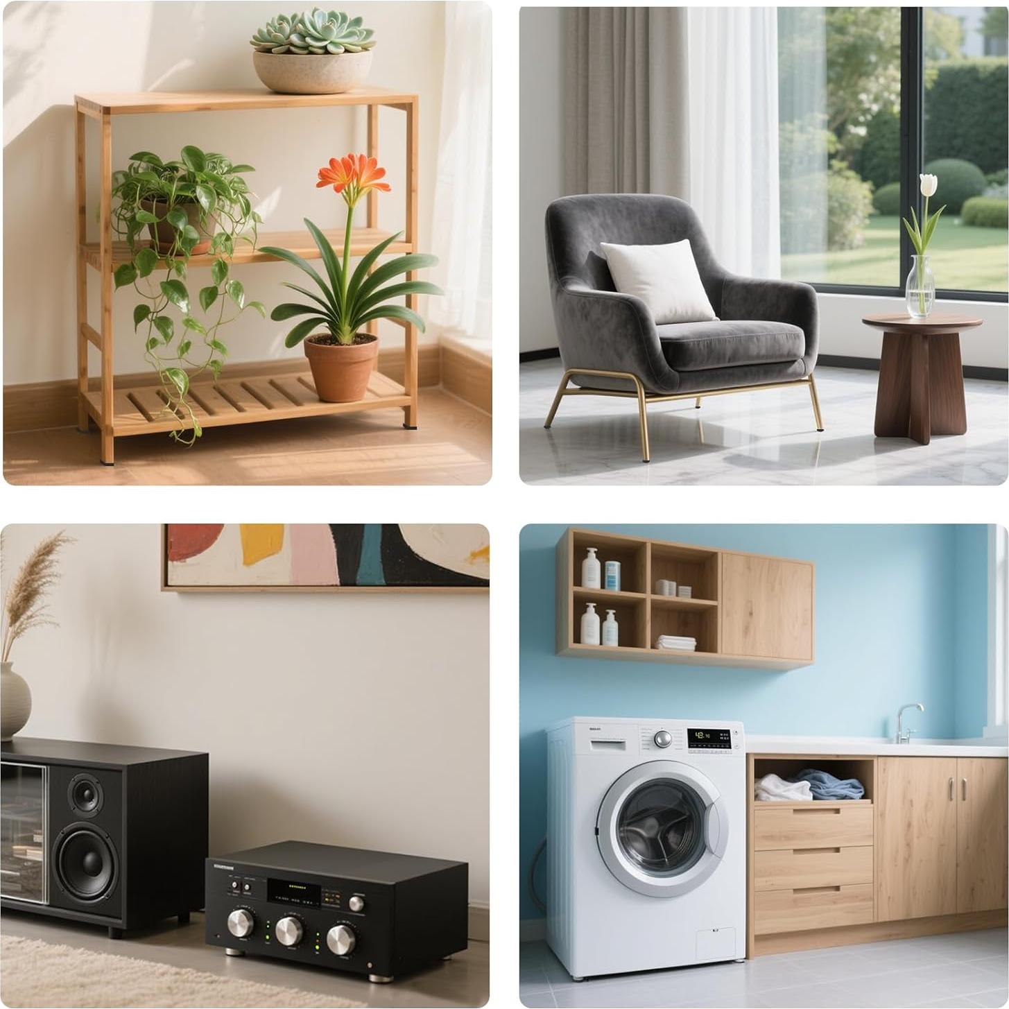 Almohadillas Antivibración ZSUCUN 4 Piezas 10.16x10.16 cm