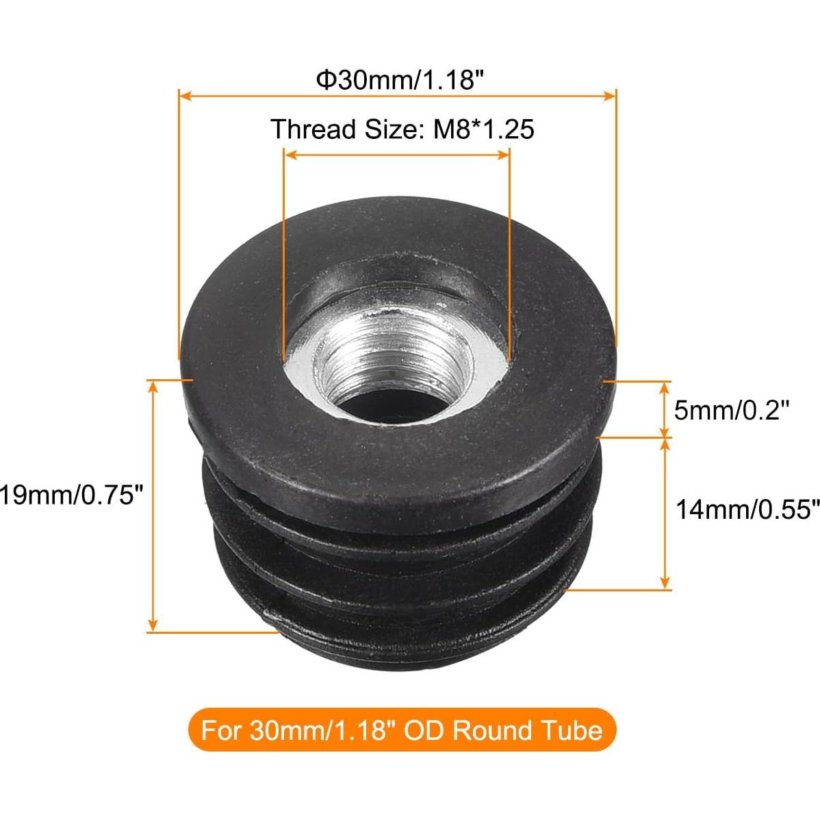 8 Piezas Inserciones de Tubo Rosado M8 uxcell para Muebles