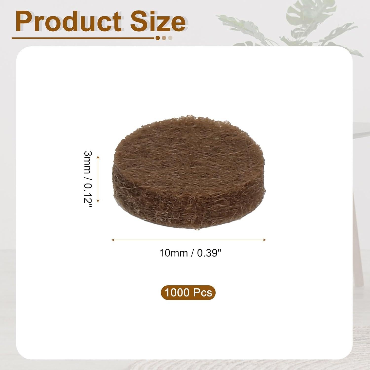 Almohadillas de Fieltro Redondas uxcell 1000Pcs 10mm x 3mm