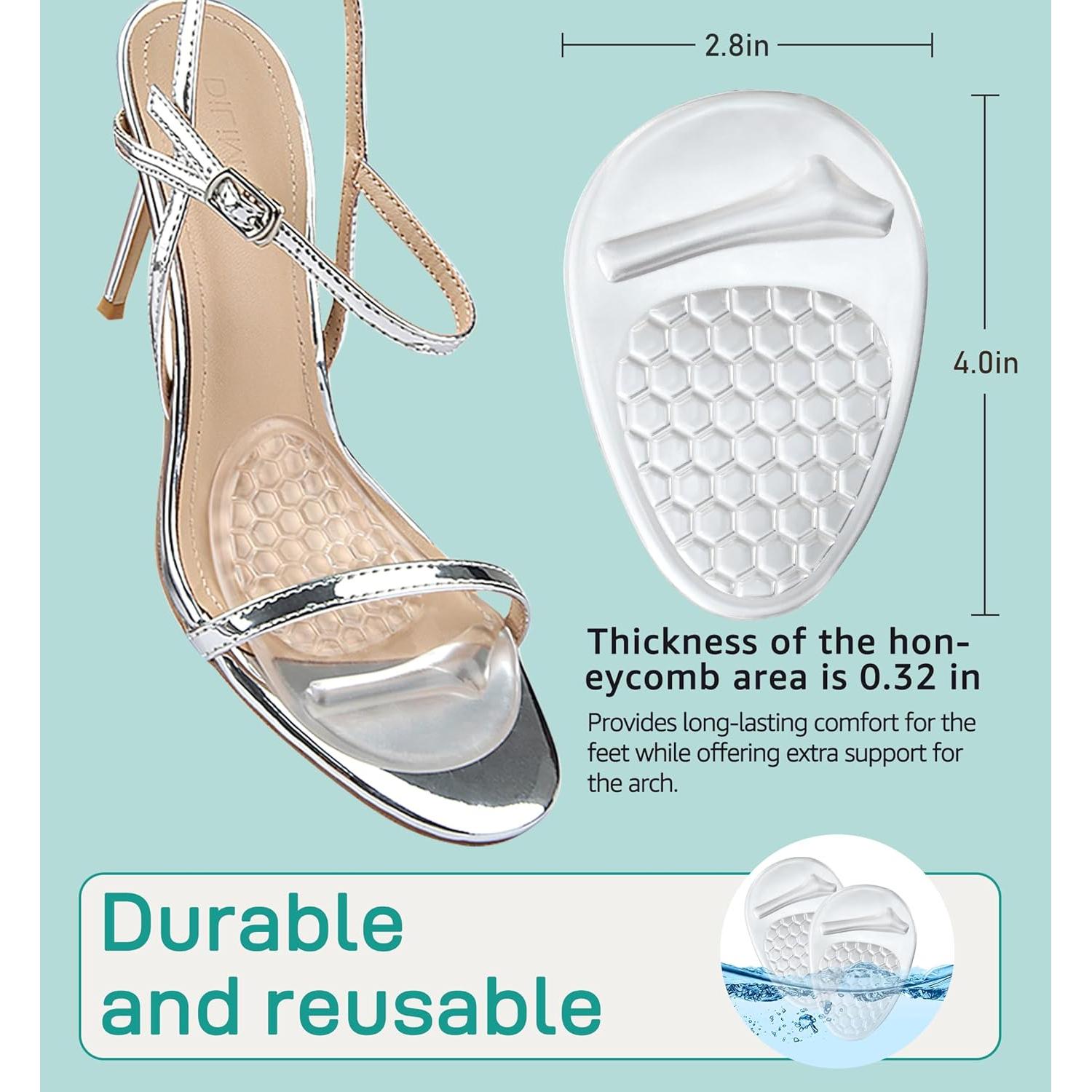 Almohadillas Metatarsales HiRui para Mujeres - 2 Pares Transparentes