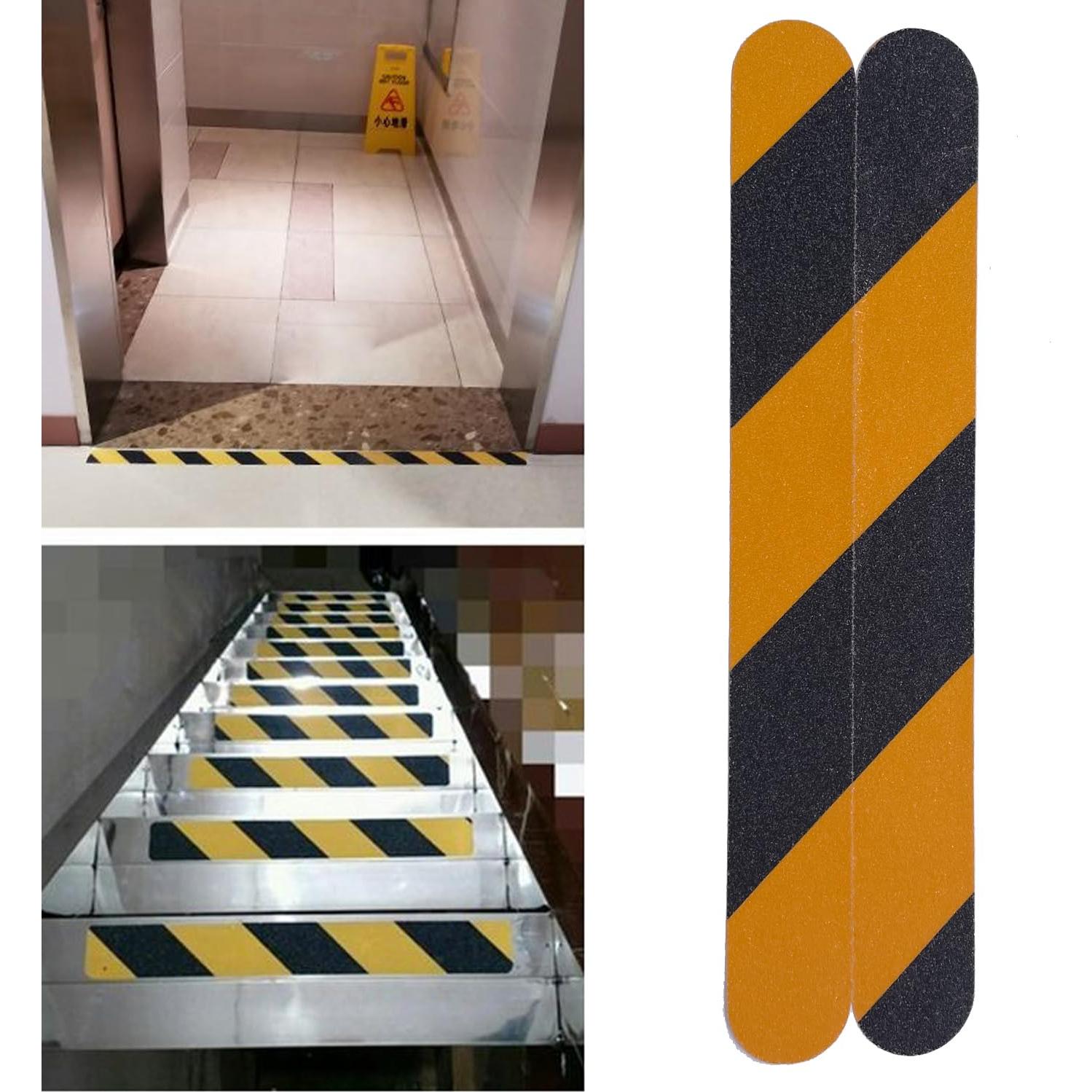 Cinta Antideslizante PVC Garerip 4cm x 33cm 12Pcs Negra Amarilla