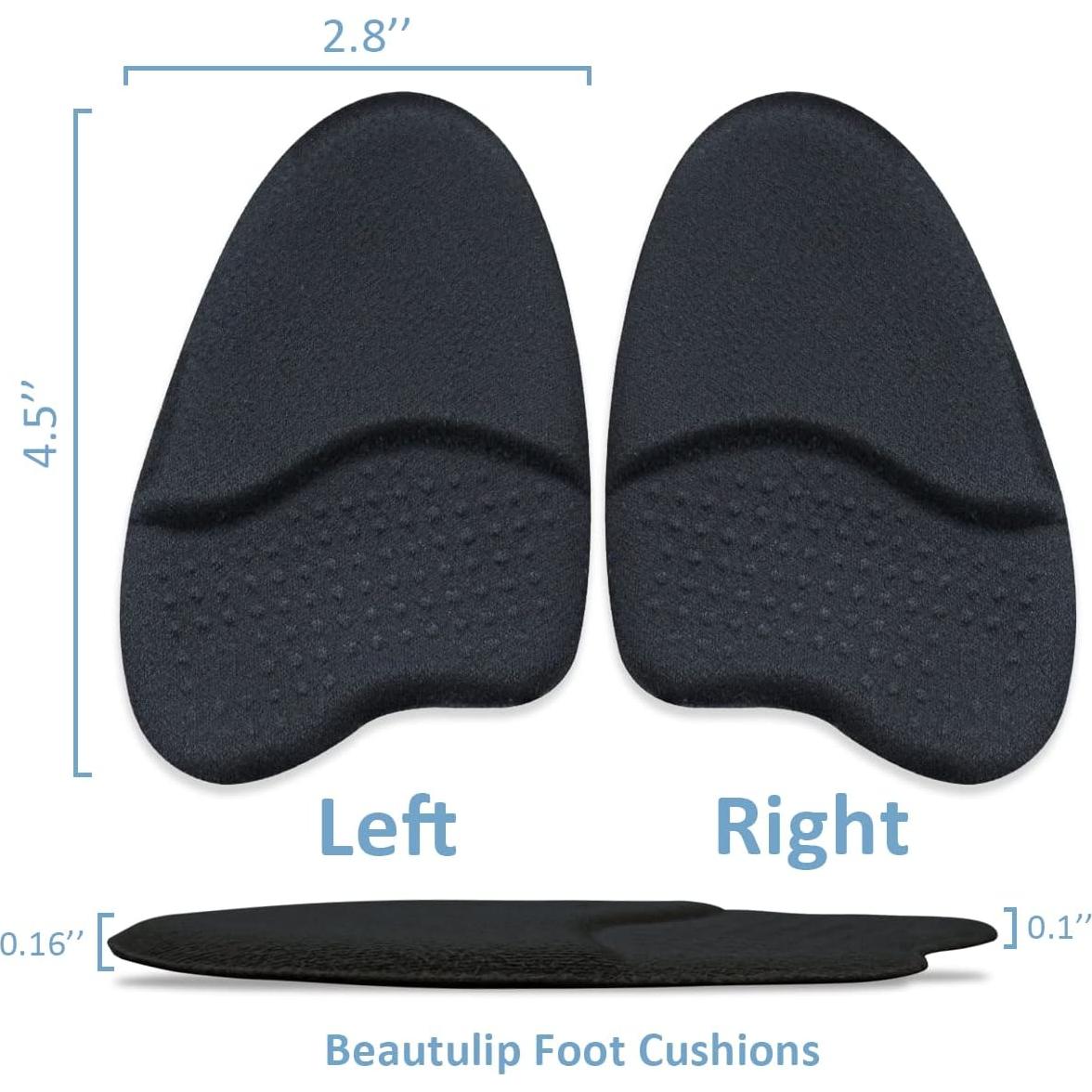 Almohadillas Metatarsales Beautulip para Mujeres - 3 Pares Negros