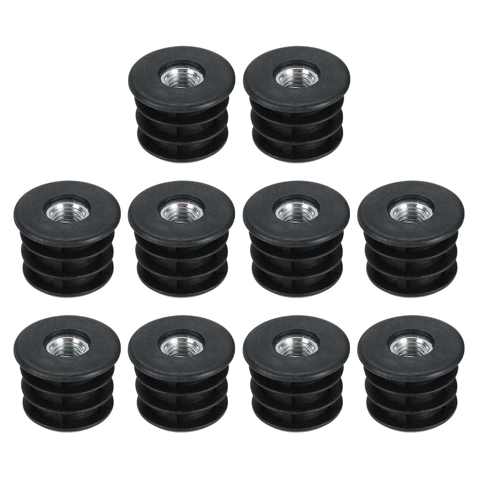 Tapones de Plástico Negro M8 para Patas de Muebles - 10 Pcs