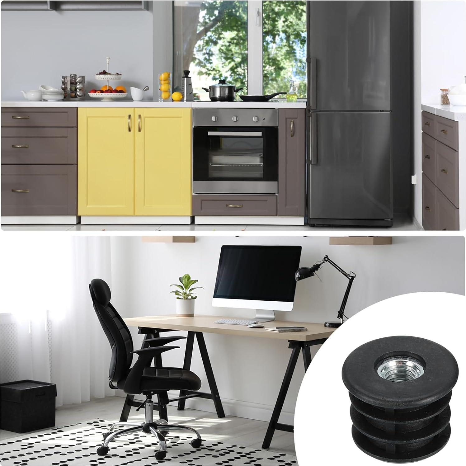 Tapones de Plástico Negro M8 para Patas de Muebles - 10 Pcs