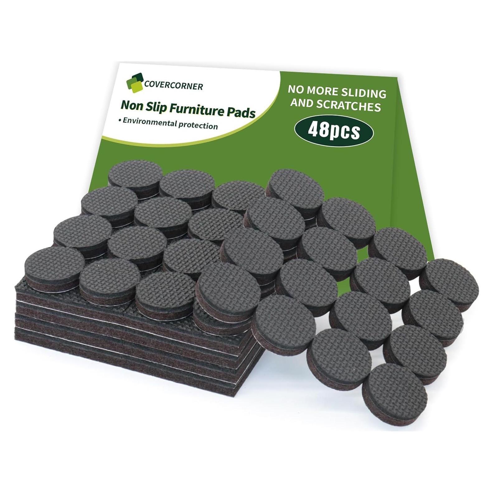 Almohadillas Antideslizantes Covercorner 48 PCS - 32 Redondas 2.54 cm + 16 Cuadradas 5.08 cm