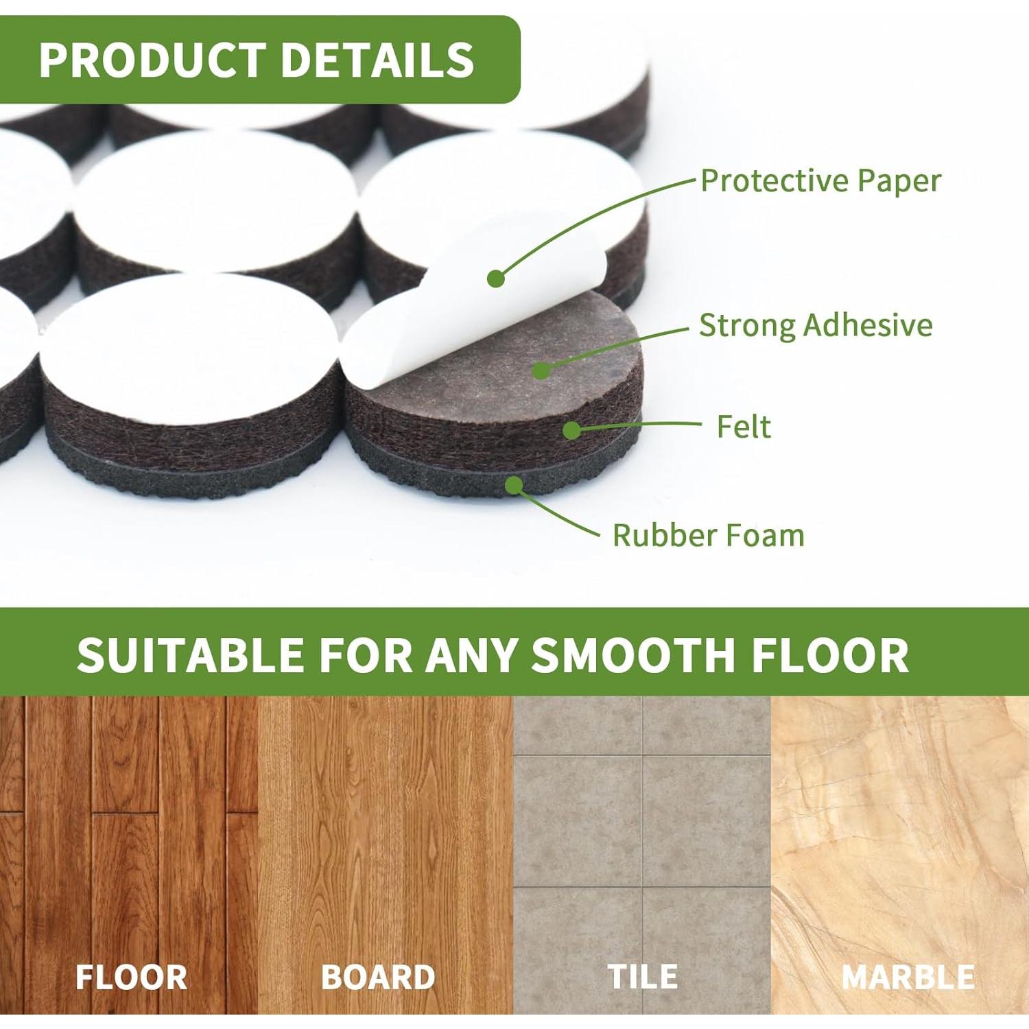 Almohadillas Antideslizantes Covercorner 48 PCS - 32 Redondas 2.54 cm + 16 Cuadradas 5.08 cm