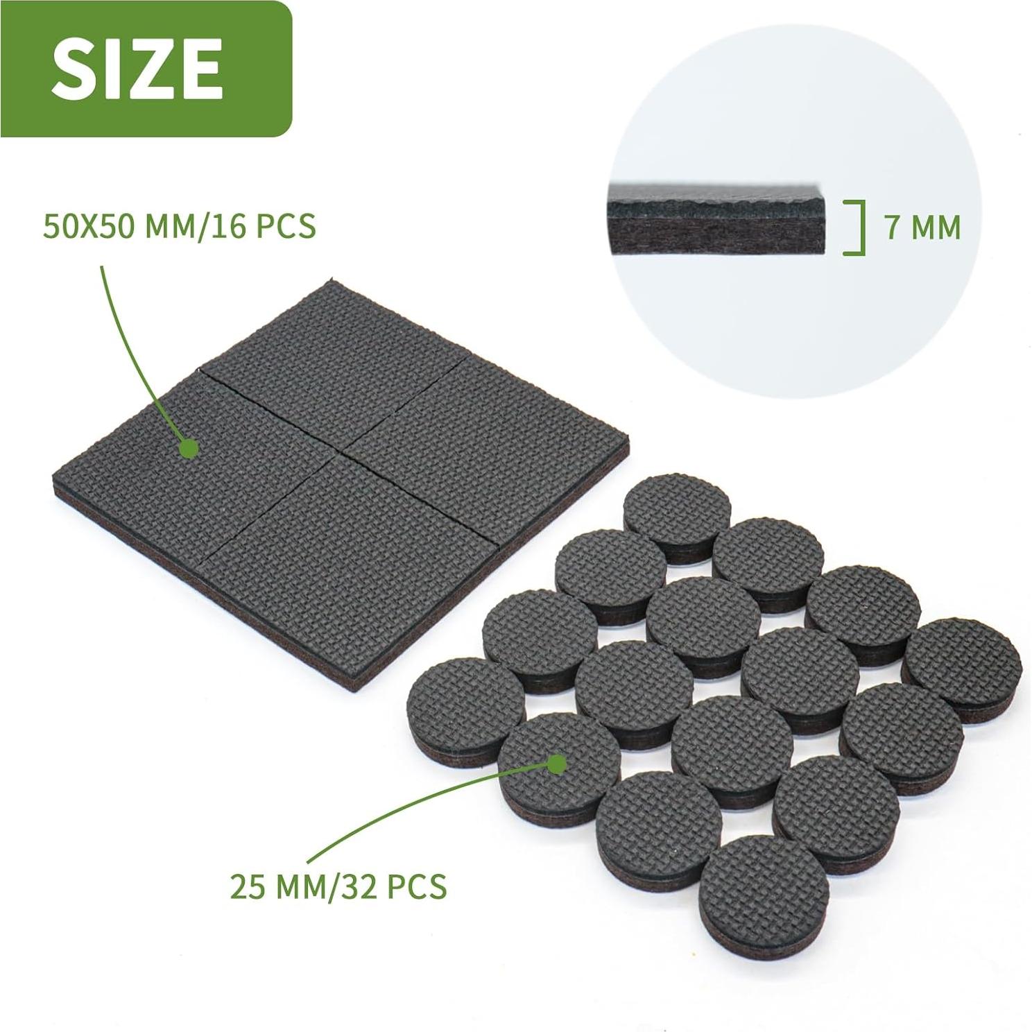 Almohadillas Antideslizantes Covercorner 48 PCS - 32 Redondas 2.54 cm + 16 Cuadradas 5.08 cm