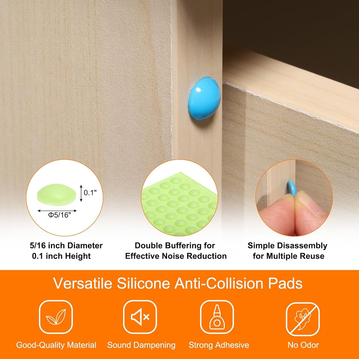 100 Topes de Puerta Adhesivos uxcell 8mm Diámetro Silicona Verde