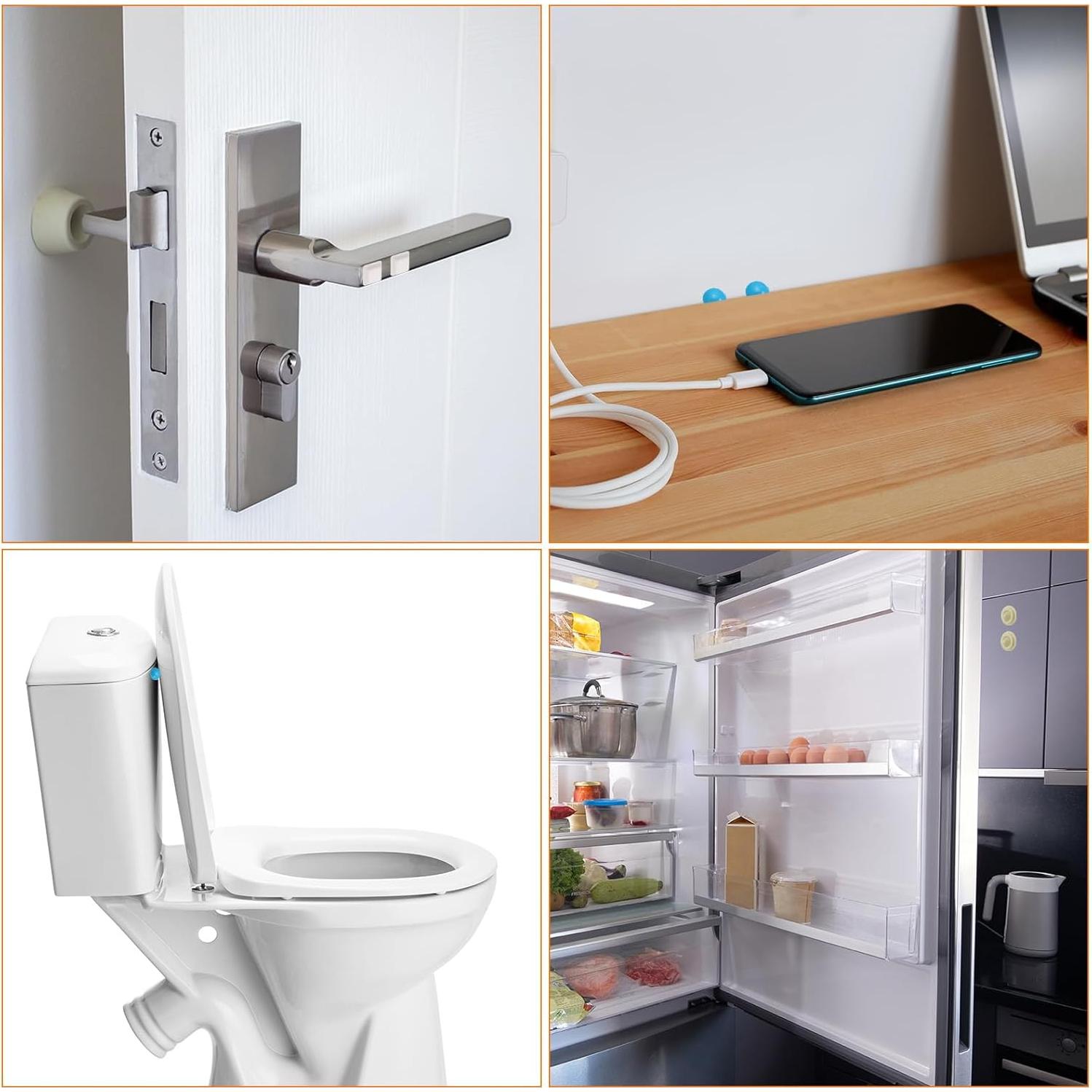 100 Topes de Puerta Adhesivos uxcell 8mm Diámetro Silicona Verde