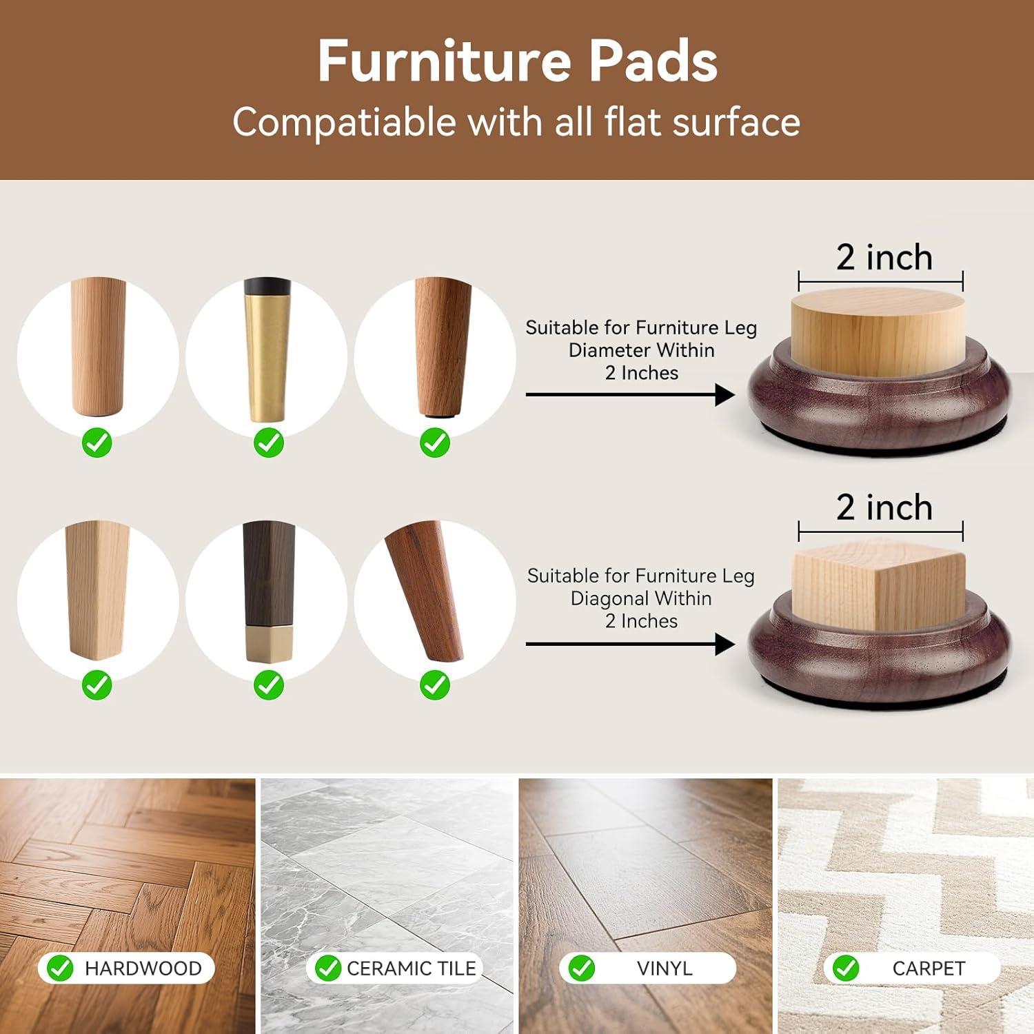 Almohadillas de Madera Sólida DIDA 4-Pack Antirayones 6.35 cm