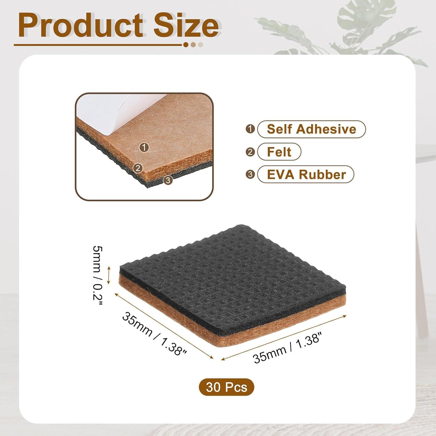 Almohadillas para Muebles uxcell 30 Pcs 35mm Cuadradas EVA