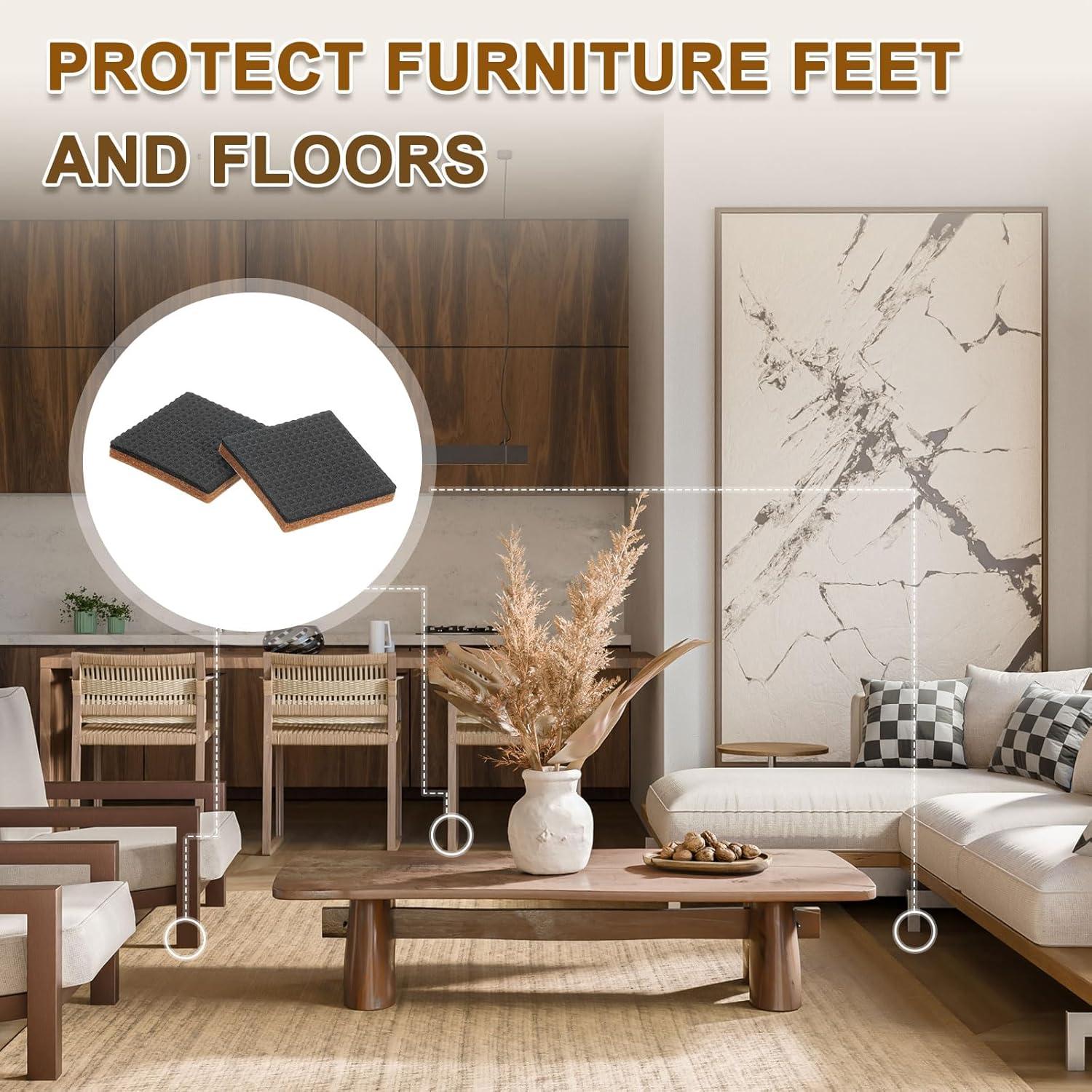 Almohadillas para Muebles uxcell 30 Pcs 35mm Cuadradas EVA