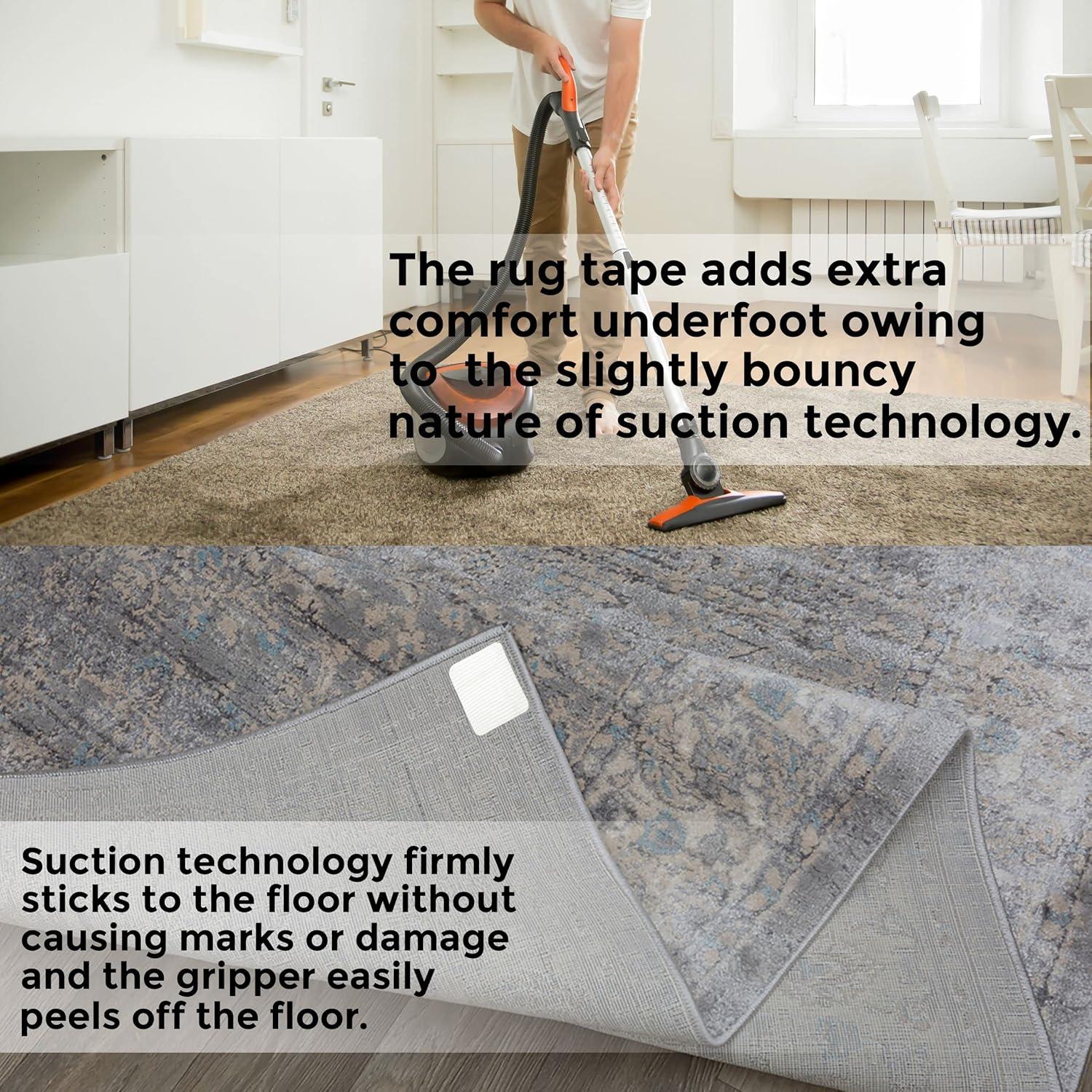 BaHoki Esenciales Almohadillas Antideslizantes para Alfombras - Fuerte Agarre en Todo Tipo de Pisos - Paquete de 4