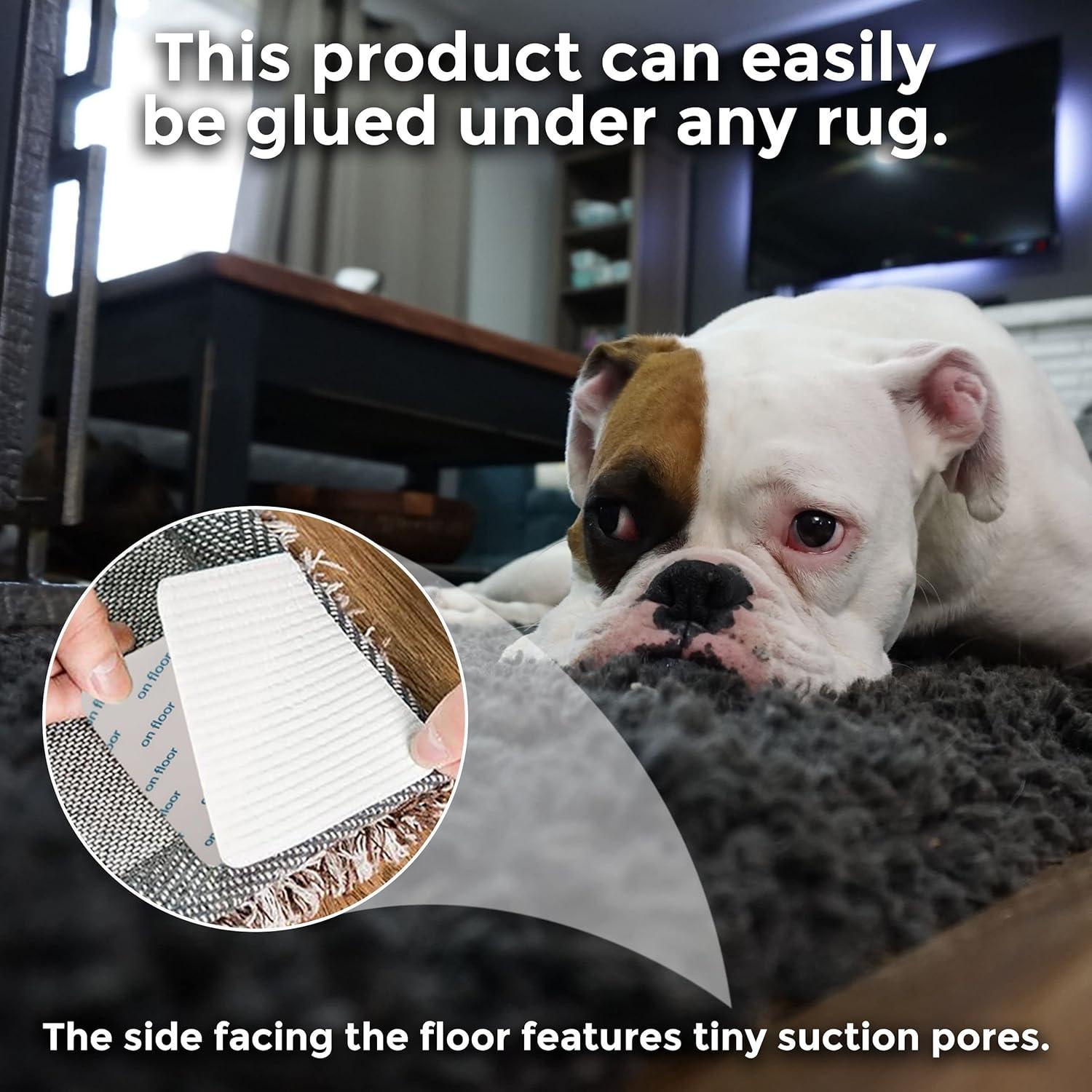 BaHoki Esenciales Almohadillas Antideslizantes para Alfombras - Fuerte Agarre en Todo Tipo de Pisos - Paquete de 4