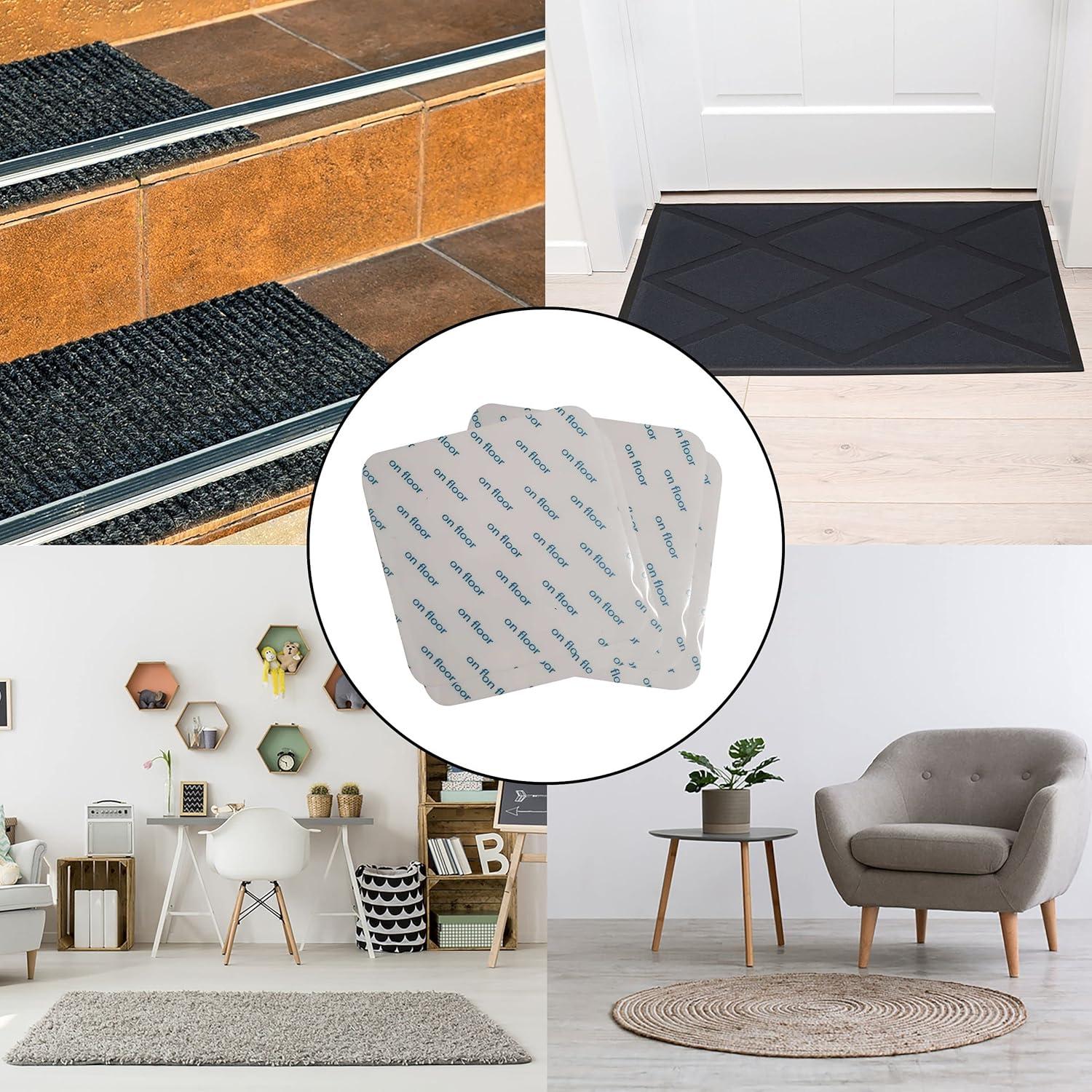 BaHoki Esenciales Almohadillas Antideslizantes para Alfombras - Fuerte Agarre en Todo Tipo de Pisos - Paquete de 4