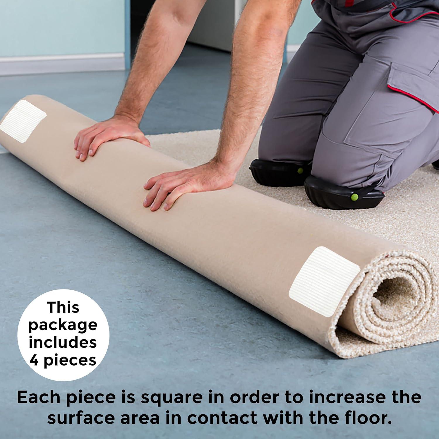 BaHoki Esenciales Almohadillas Antideslizantes para Alfombras - Fuerte Agarre en Todo Tipo de Pisos - Paquete de 4