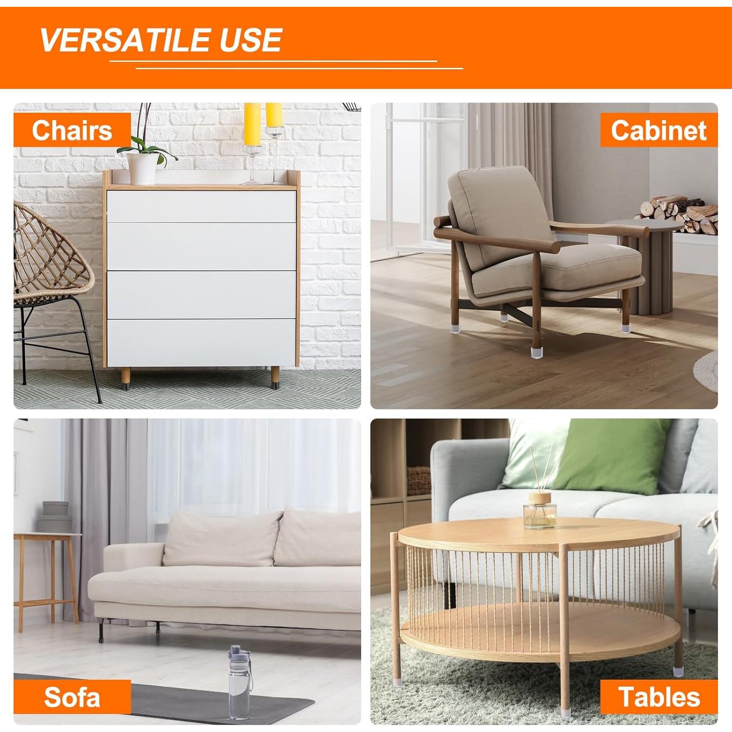 32 Protectores de Suelo Redondos Silicona uxcell 16 mm Transparentes