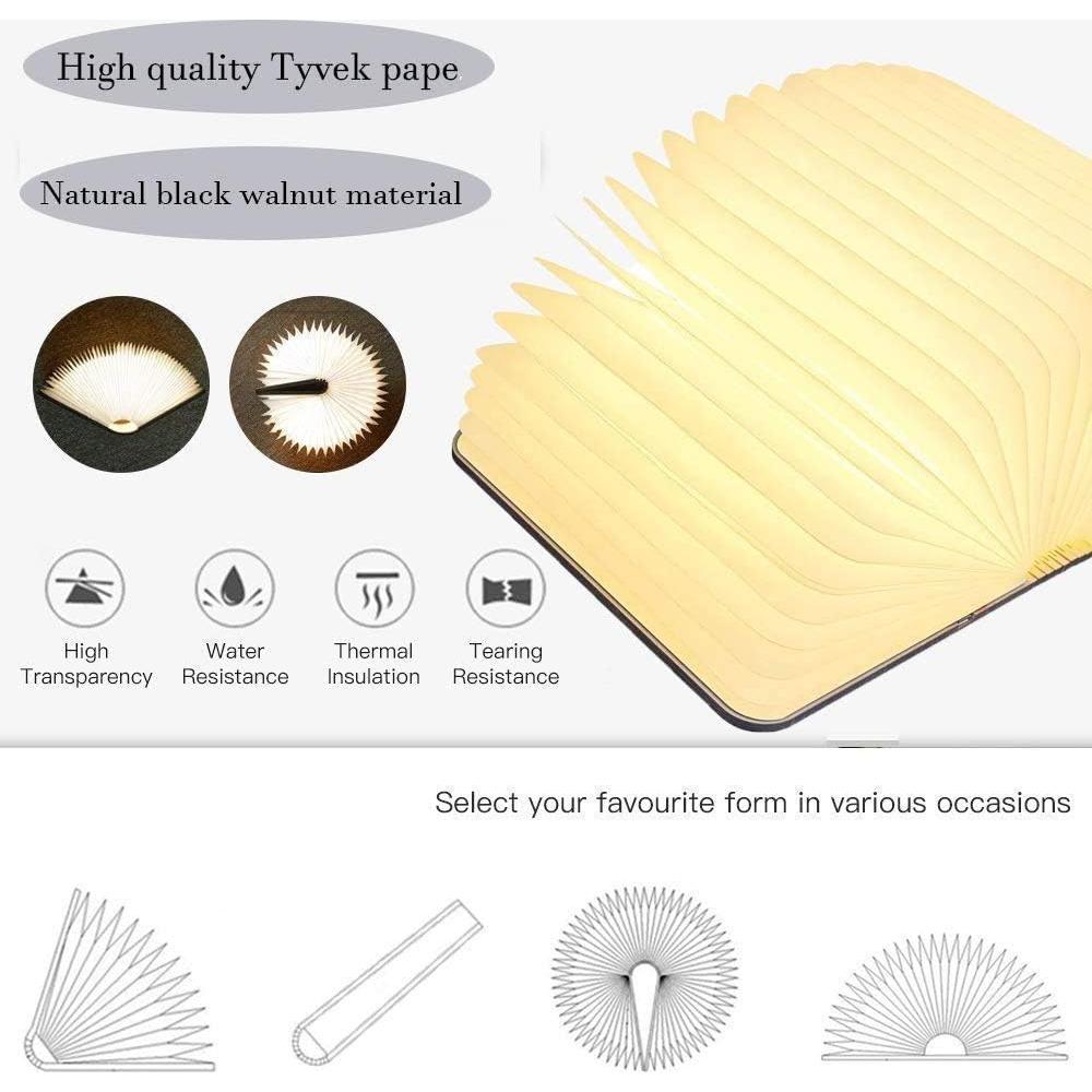 Lámpara de Libro Plegable de Madera Ochangqi 3 Colores USB