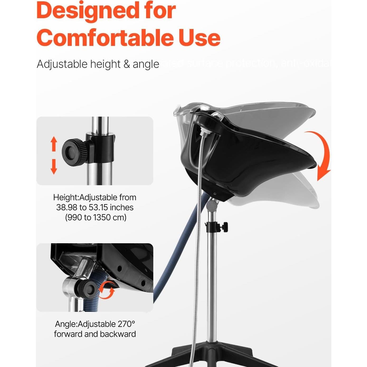 Lavabo de Champú Portátil VEVOR Ajustable con Ducha Negra