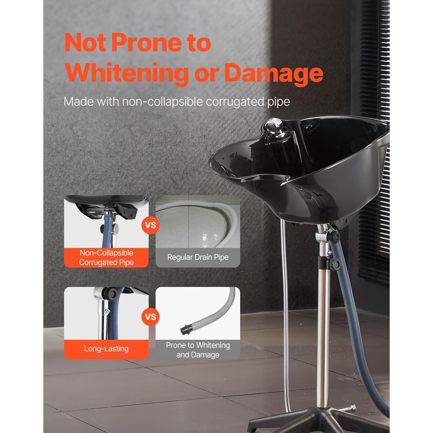 Lavabo de Champú Portátil VEVOR Ajustable con Ducha Negra