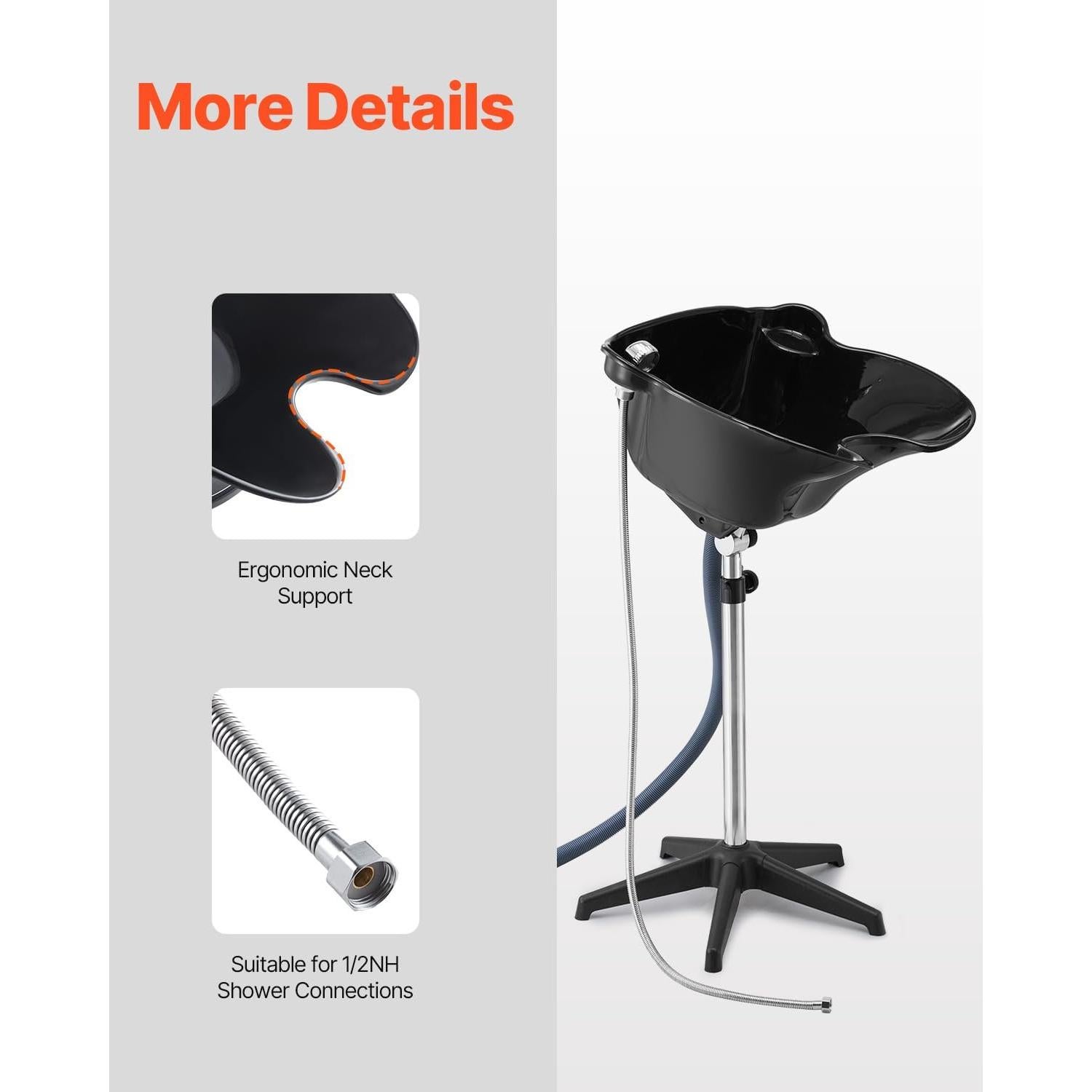 Lavabo de Champú Portátil VEVOR Ajustable con Ducha Negra