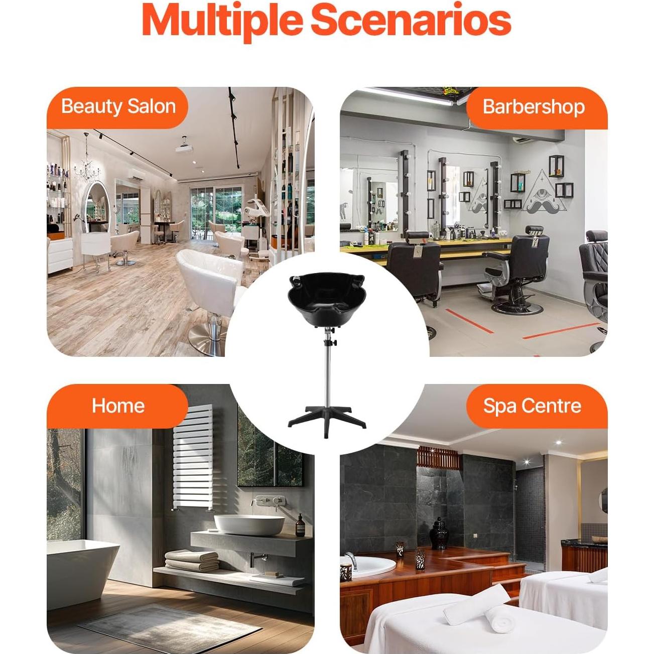 Lavabo de Champú Portátil VEVOR Ajustable con Ducha Negra