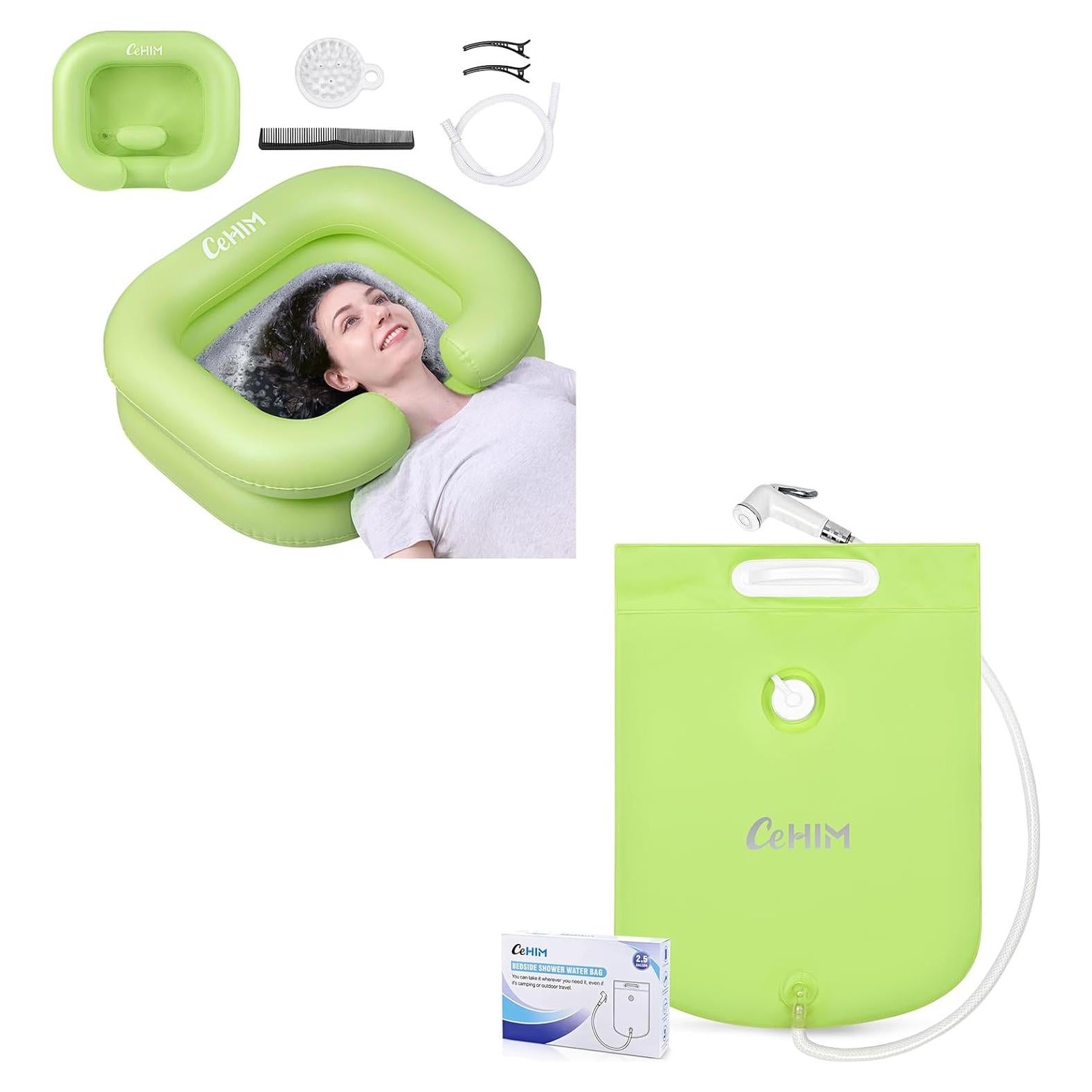 Basin Inflable para Lavado de Cabello 11L - Portátil Verde