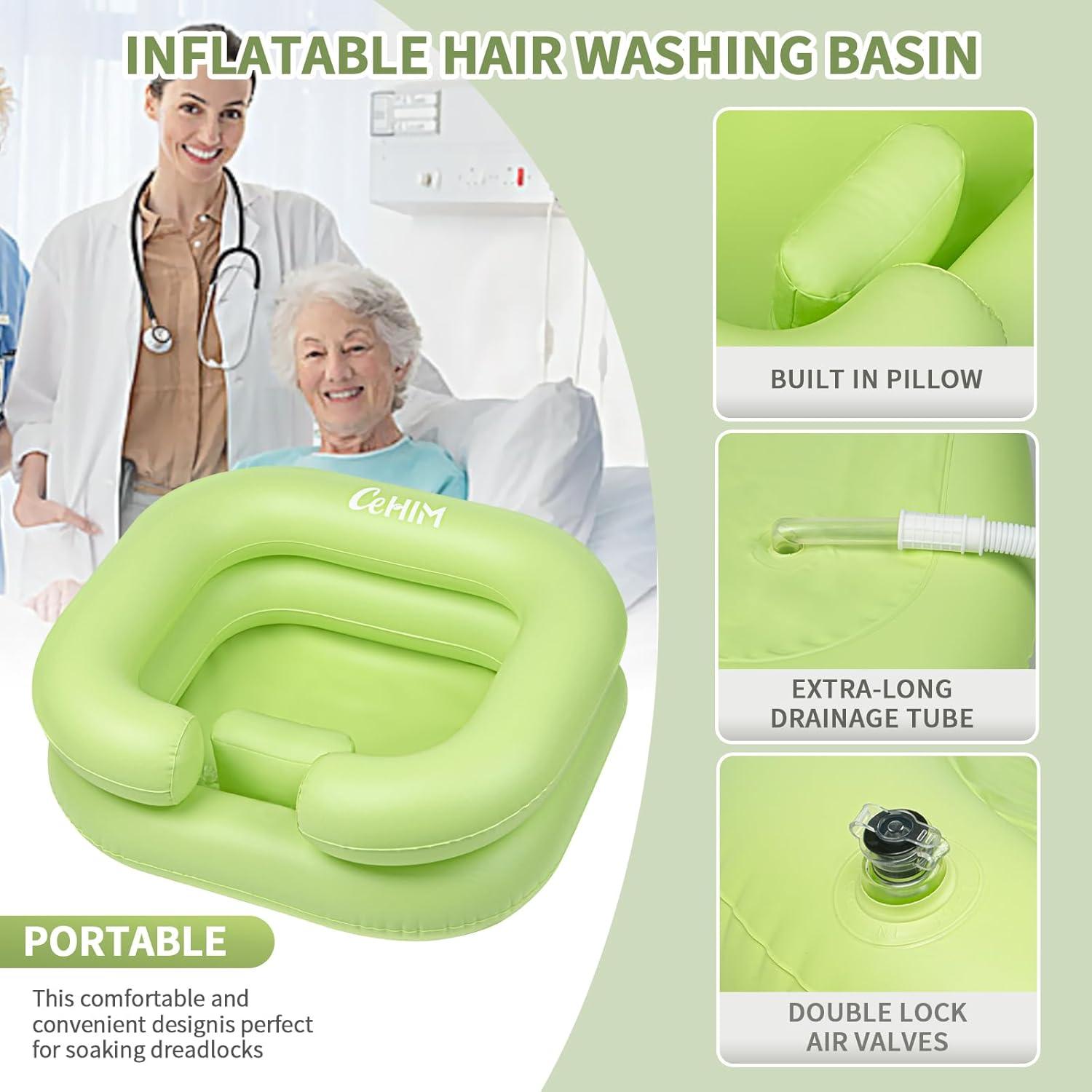 Basin Inflable para Lavado de Cabello 11L - Portátil Verde
