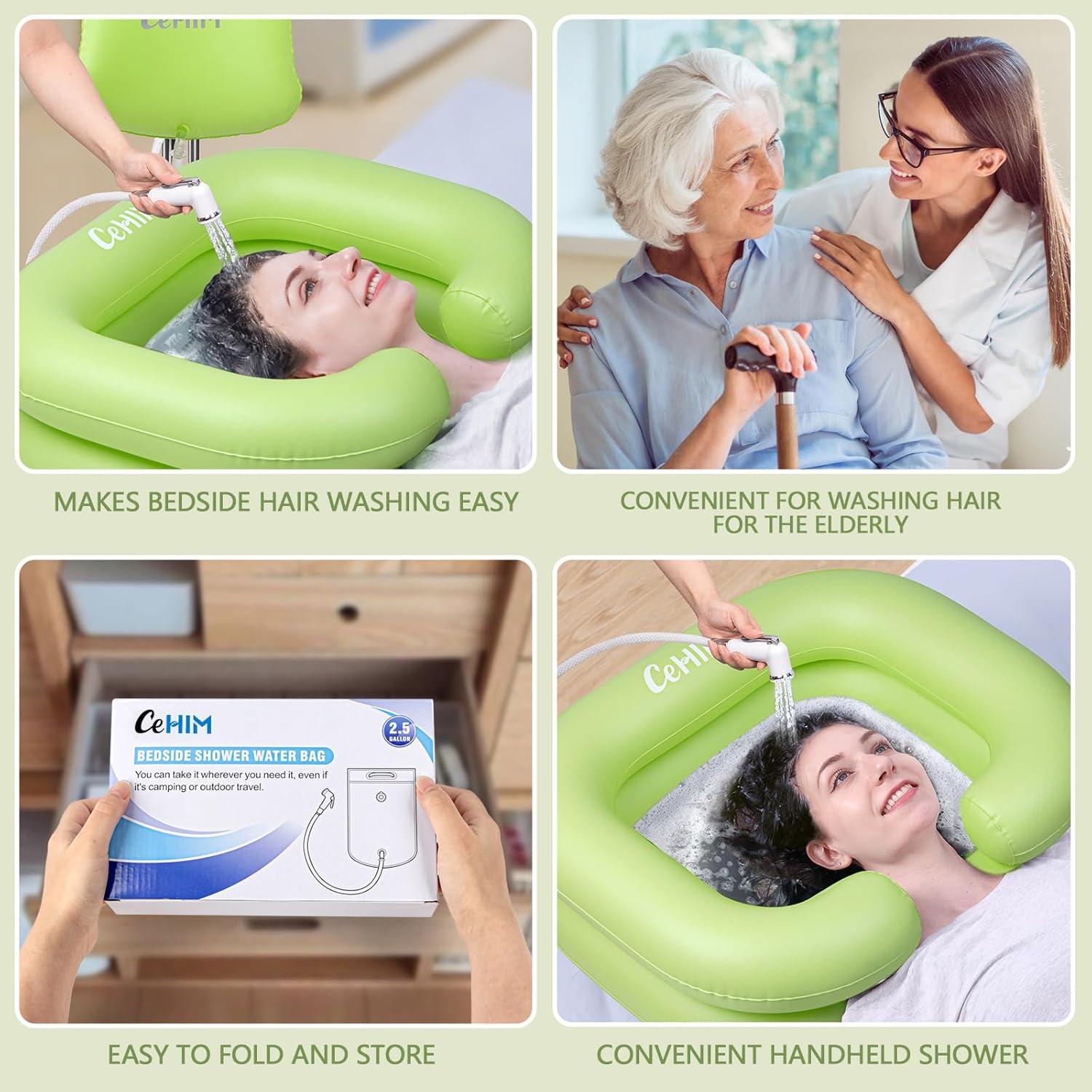 Basin Inflable para Lavado de Cabello 11L - Portátil Verde