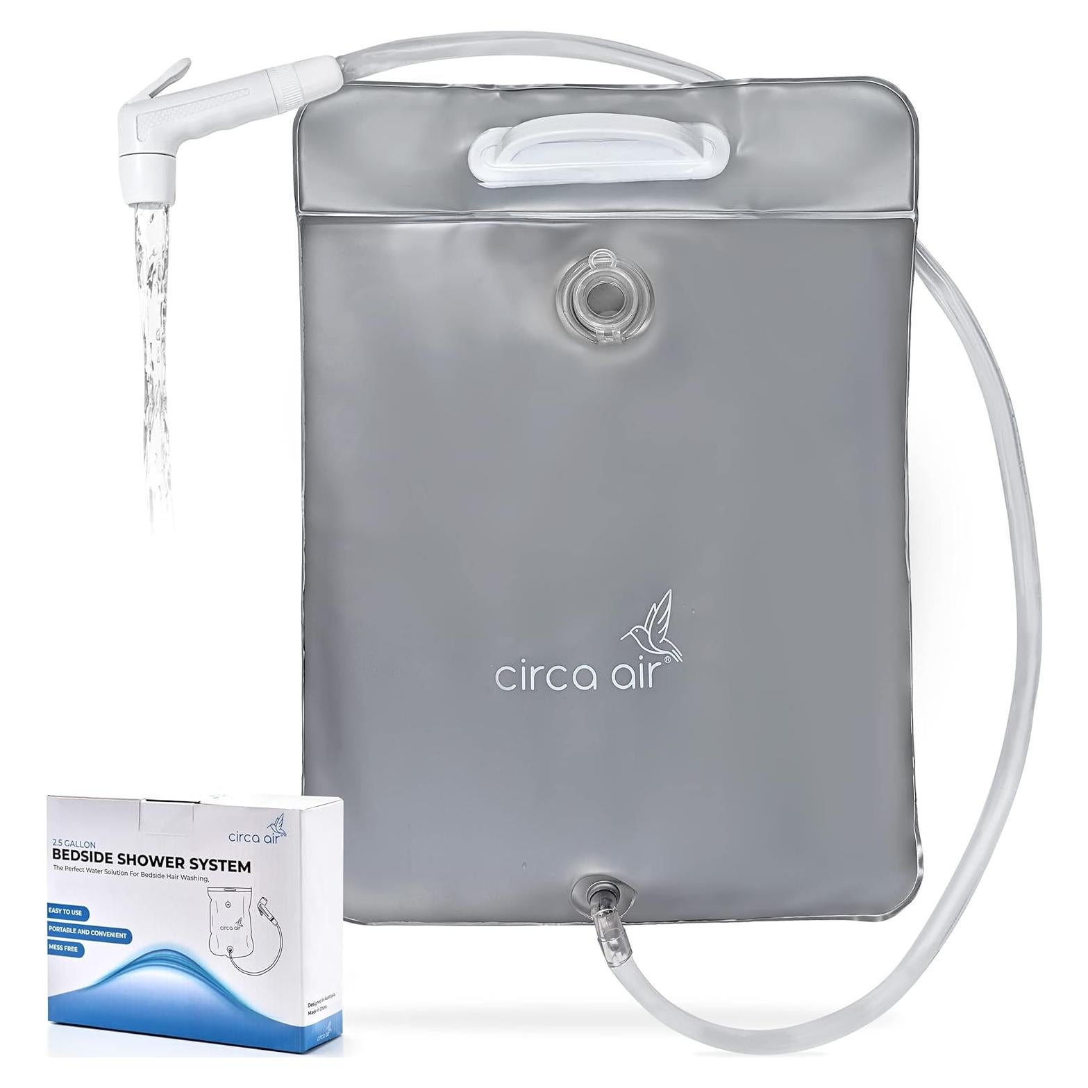 Ducha de Cama Portátil Circa Air 9.5L Plateada para Lavado de Cabello