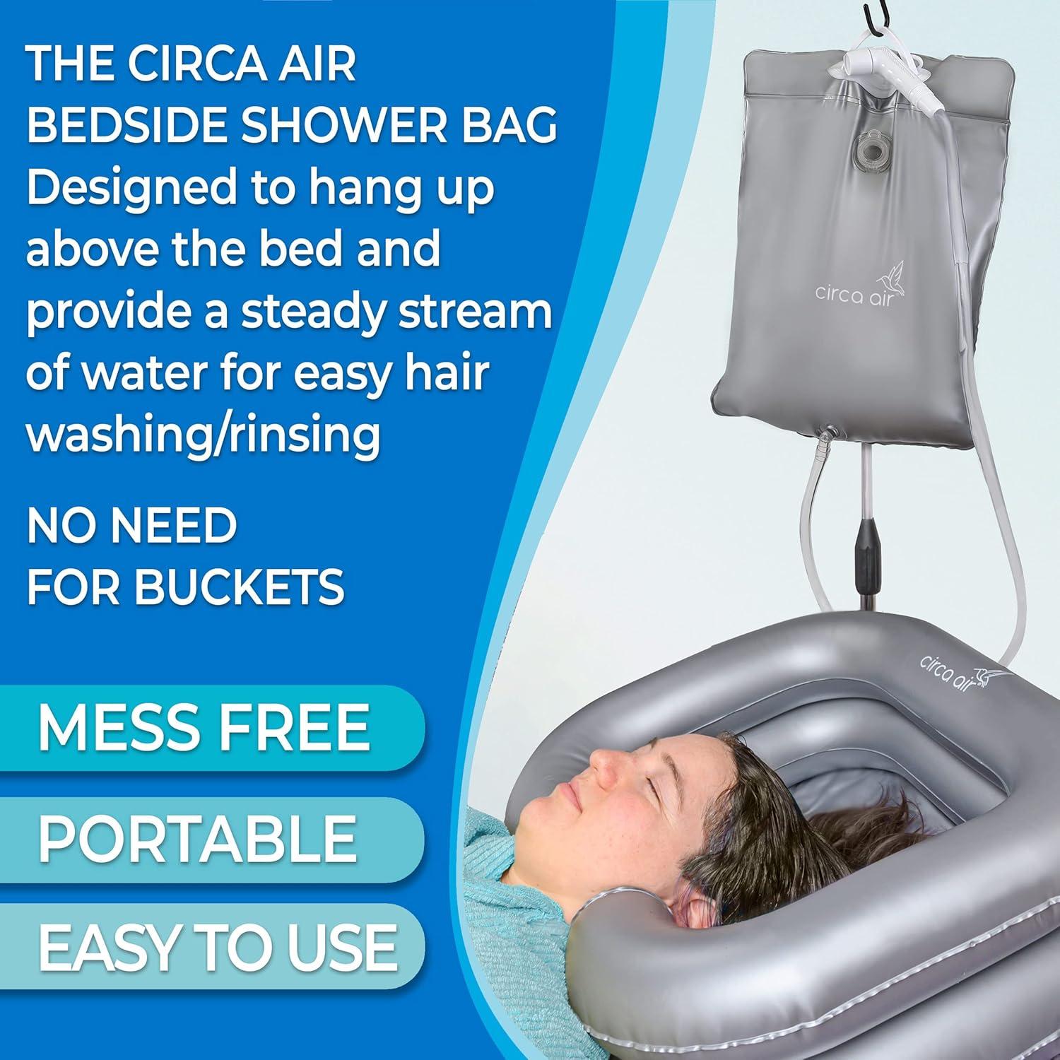 Ducha de Cama Portátil Circa Air 9.5L Plateada para Lavado de Cabello