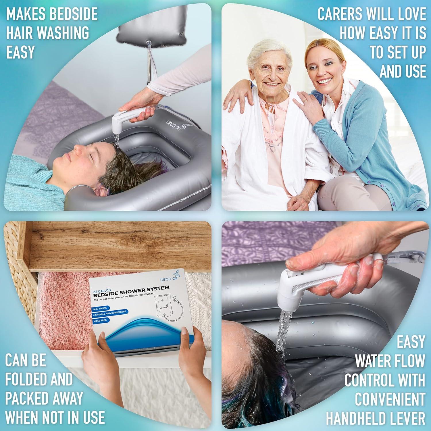Ducha de Cama Portátil Circa Air 9.5L Plateada para Lavado de Cabello