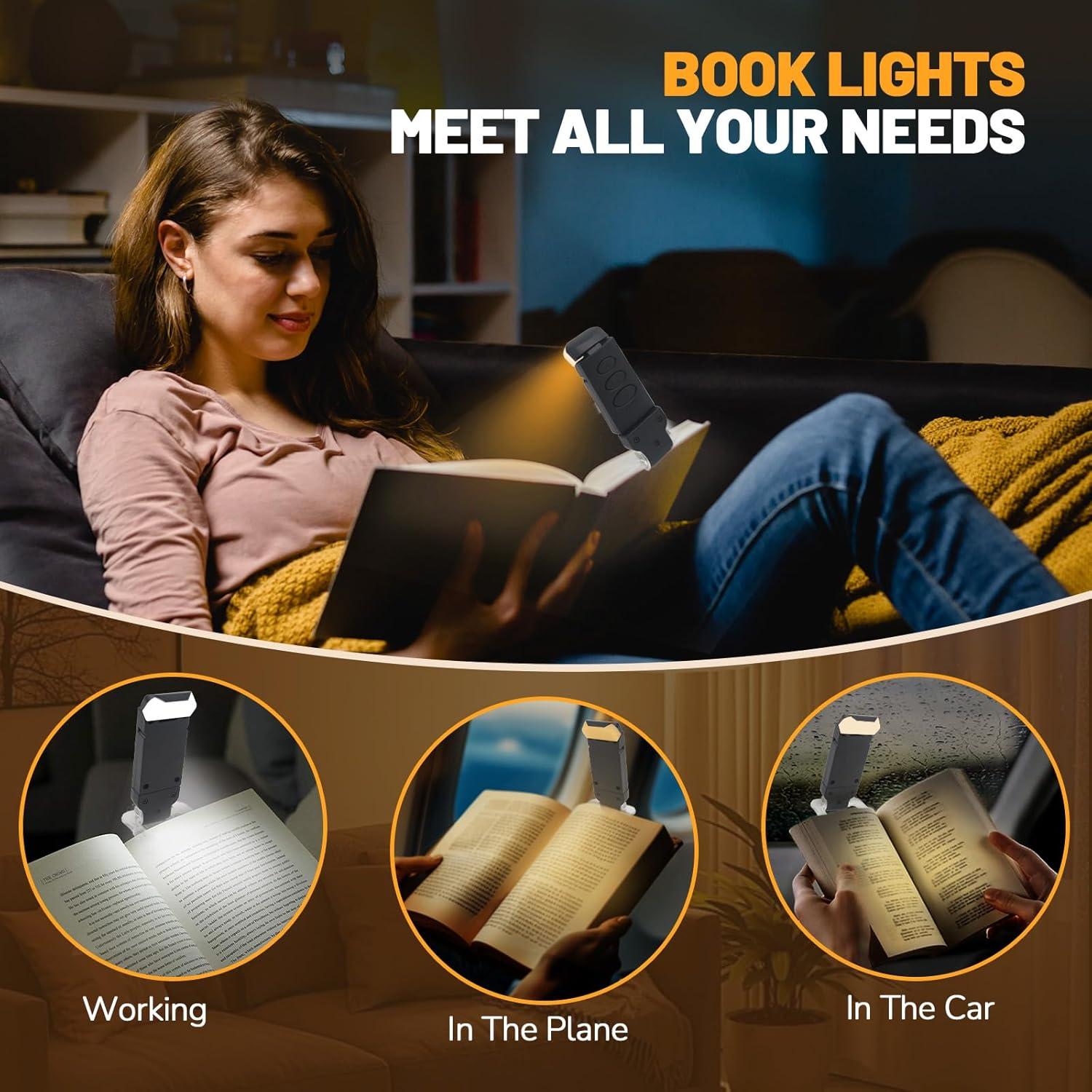 Luz de Lectura Recargable YONSEN con 5 Brillos y 3 Colores