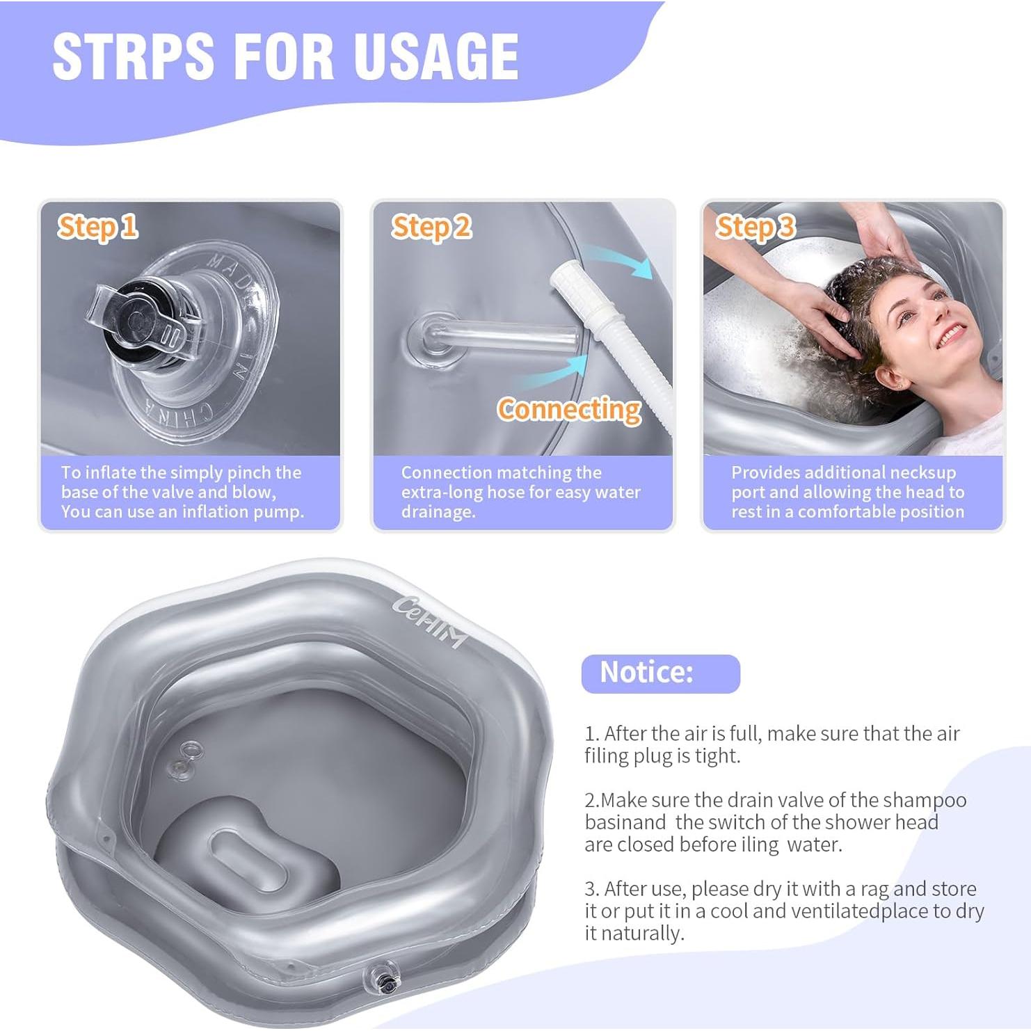Bañera Inflable Cehim para Champú - Plata, 54.61 cm Diámetro