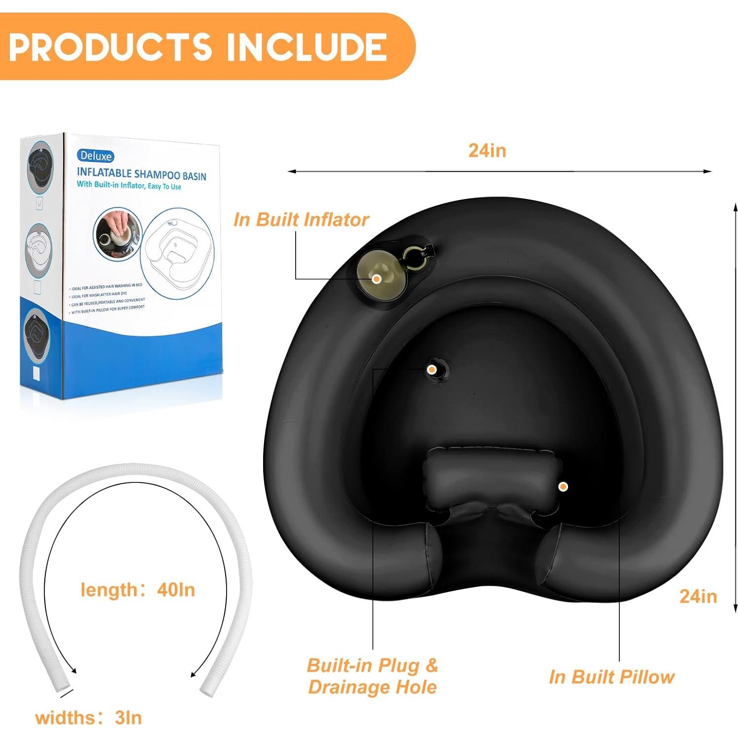 Lavabo de Lavado de Cabello Inflable Samlomi - Negro Corazón