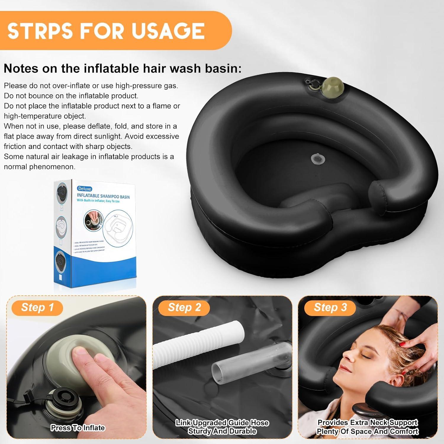 Lavabo de Lavado de Cabello Inflable Samlomi - Negro Corazón