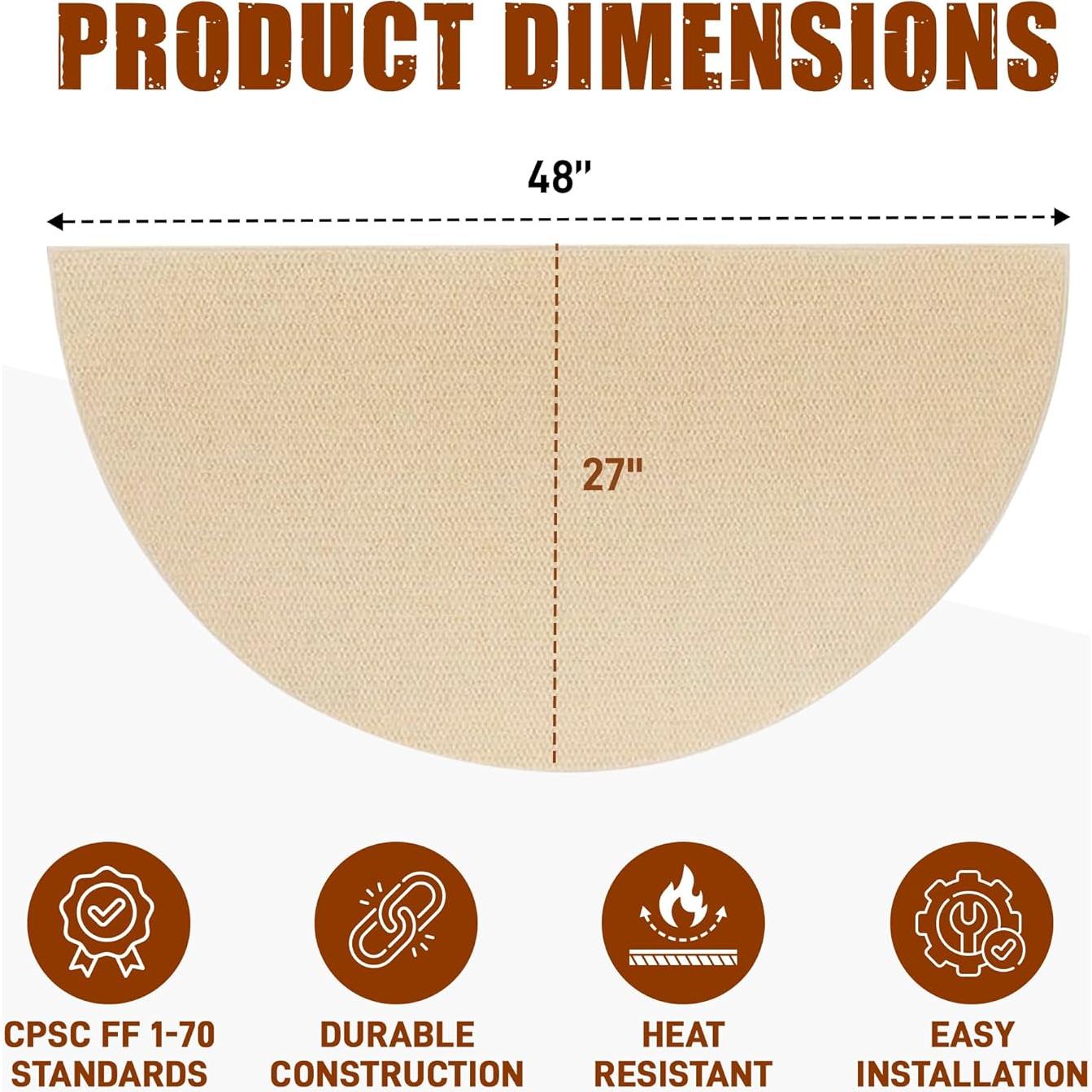 Alfombra Semicircular a Prueba de Fuego Woodeze 0.91x1.83m