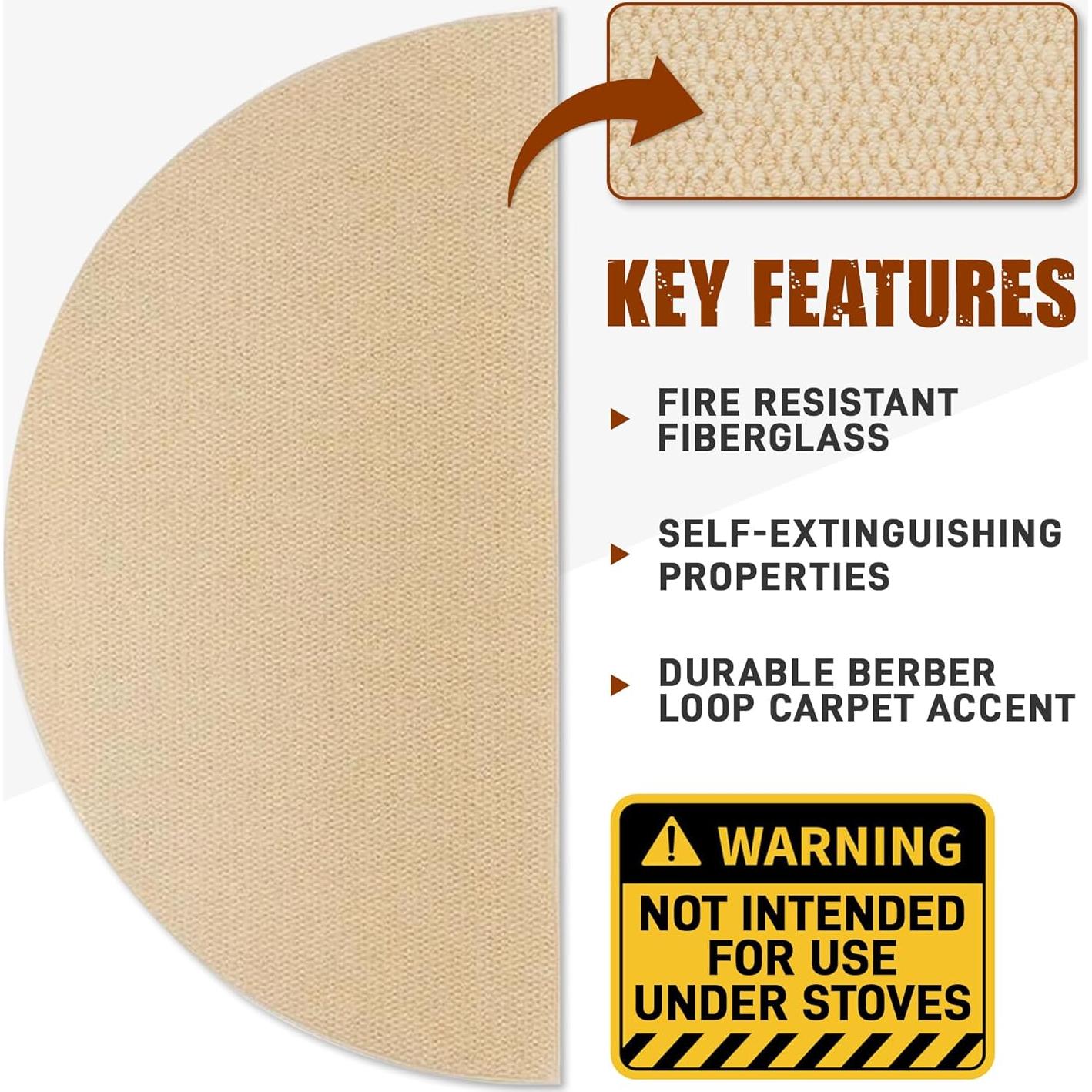 Alfombra Semicircular a Prueba de Fuego Woodeze 0.91x1.83m