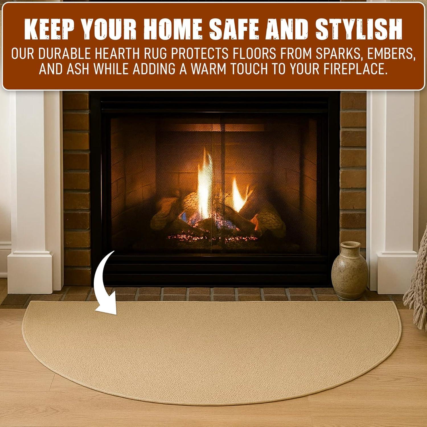 Alfombra Semicircular a Prueba de Fuego Woodeze 0.91x1.83m