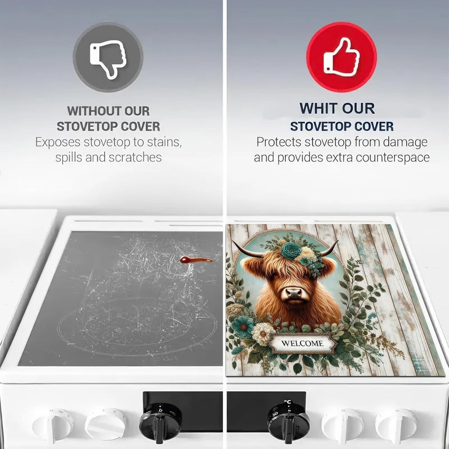 Cubierta de Estufa Eléctrica HOMETITUTE 71x51 cm Vaca Decorativa