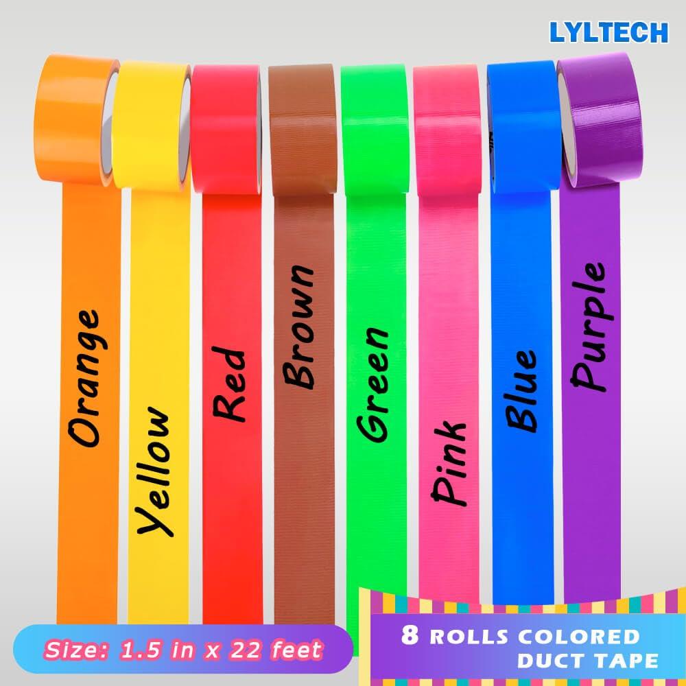 Cinta adhesiva LYLTECH 8 rollos colores 3.81 cm x 20.12 m
