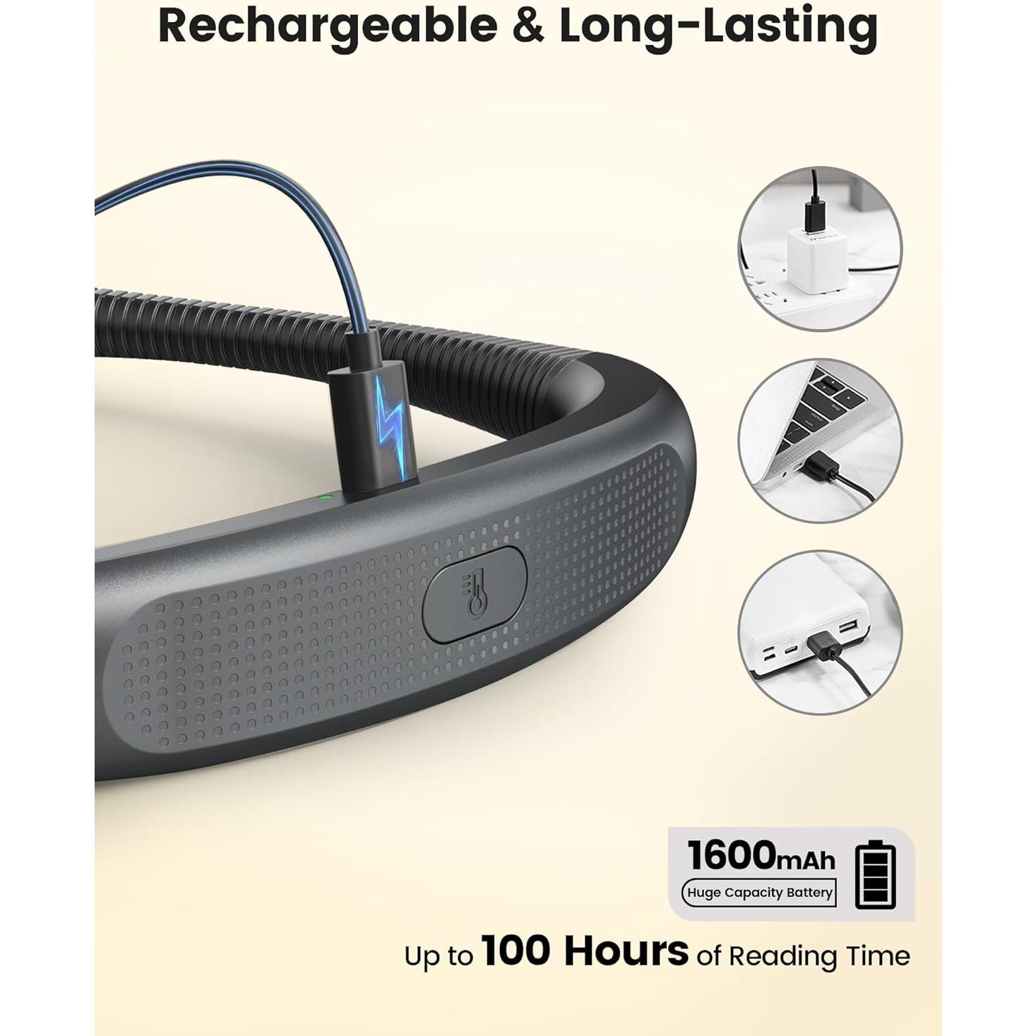 Luz de lectura recargable Glocusent A38, 100 horas, 5 colores