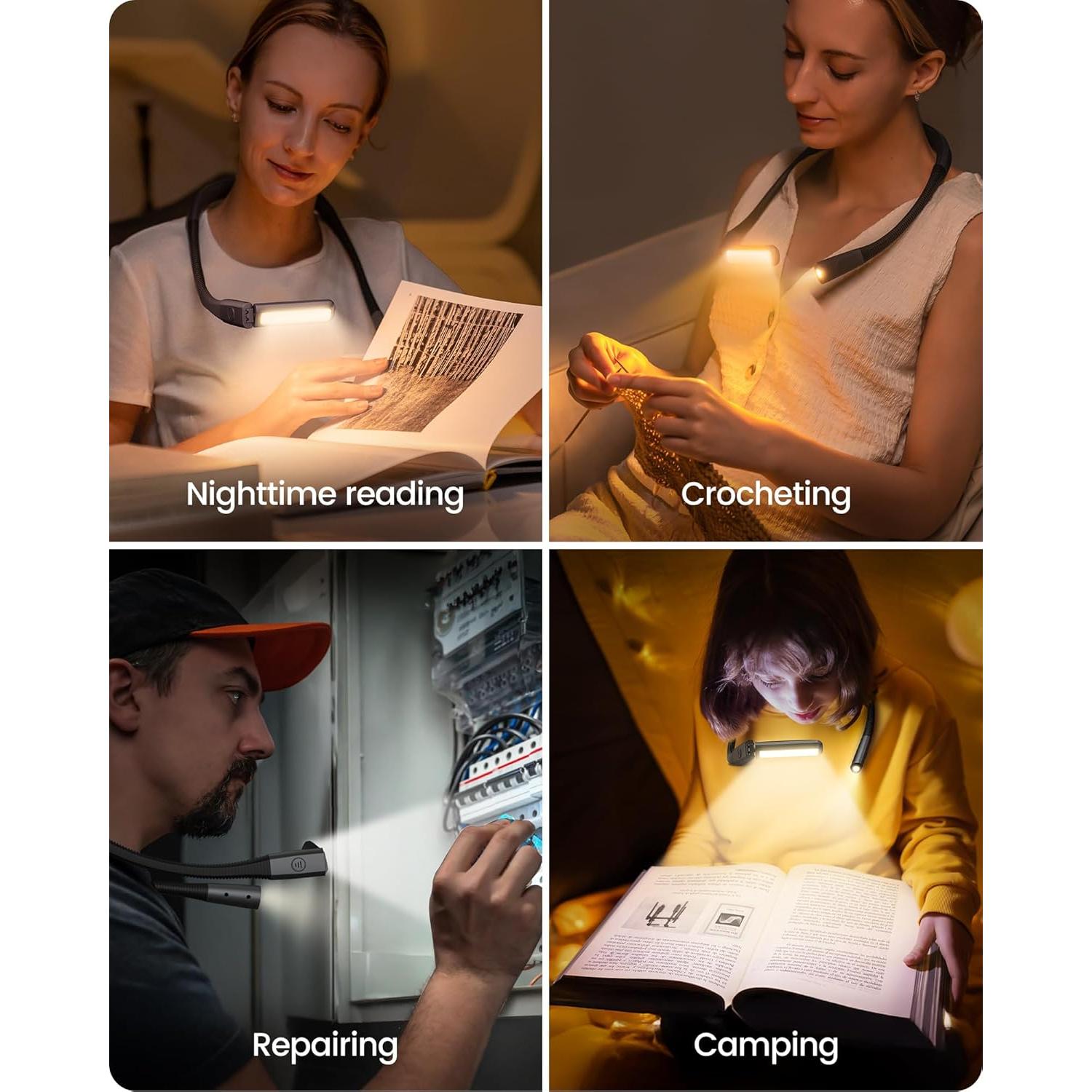 Luz de lectura recargable Glocusent A38, 100 horas, 5 colores